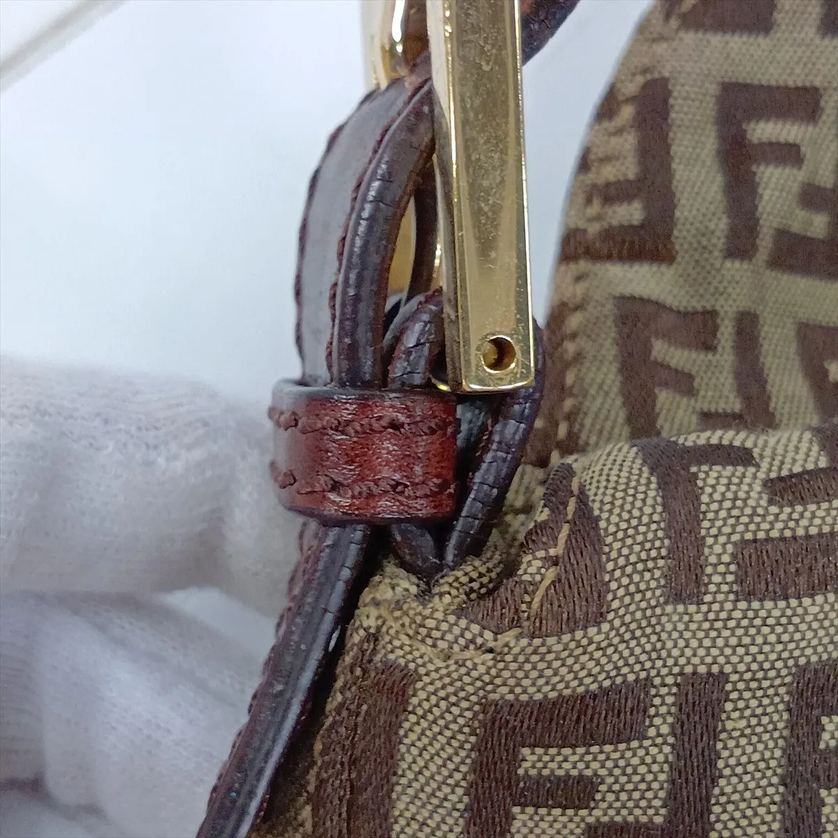 Zucchino 8BR003 Canvas x Leather Shoulder Bag Brown — view 11