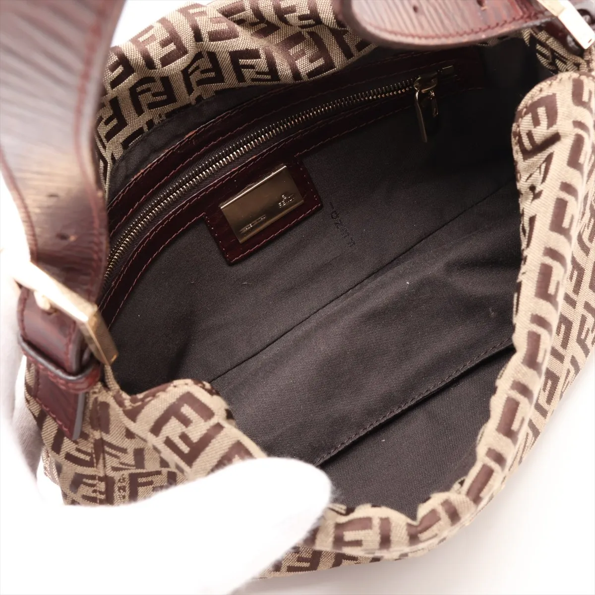 Zucchino 8BR003 Canvas x Leather Shoulder Bag Brown — view 7