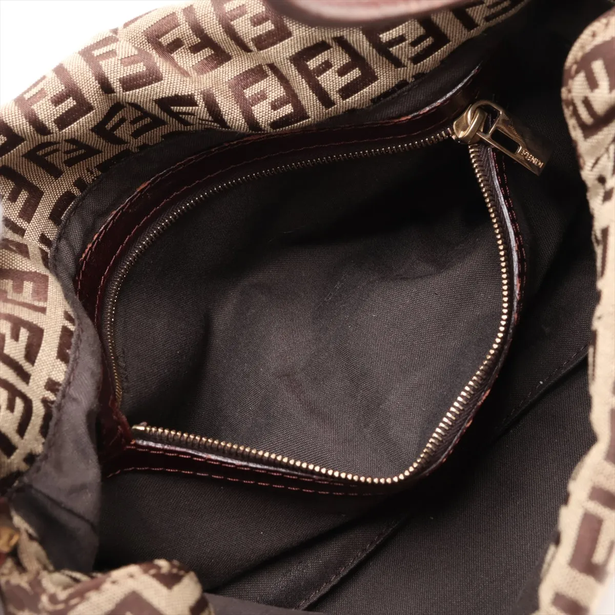 Zucchino 8BR003 Canvas x Leather Shoulder Bag Brown — view 8