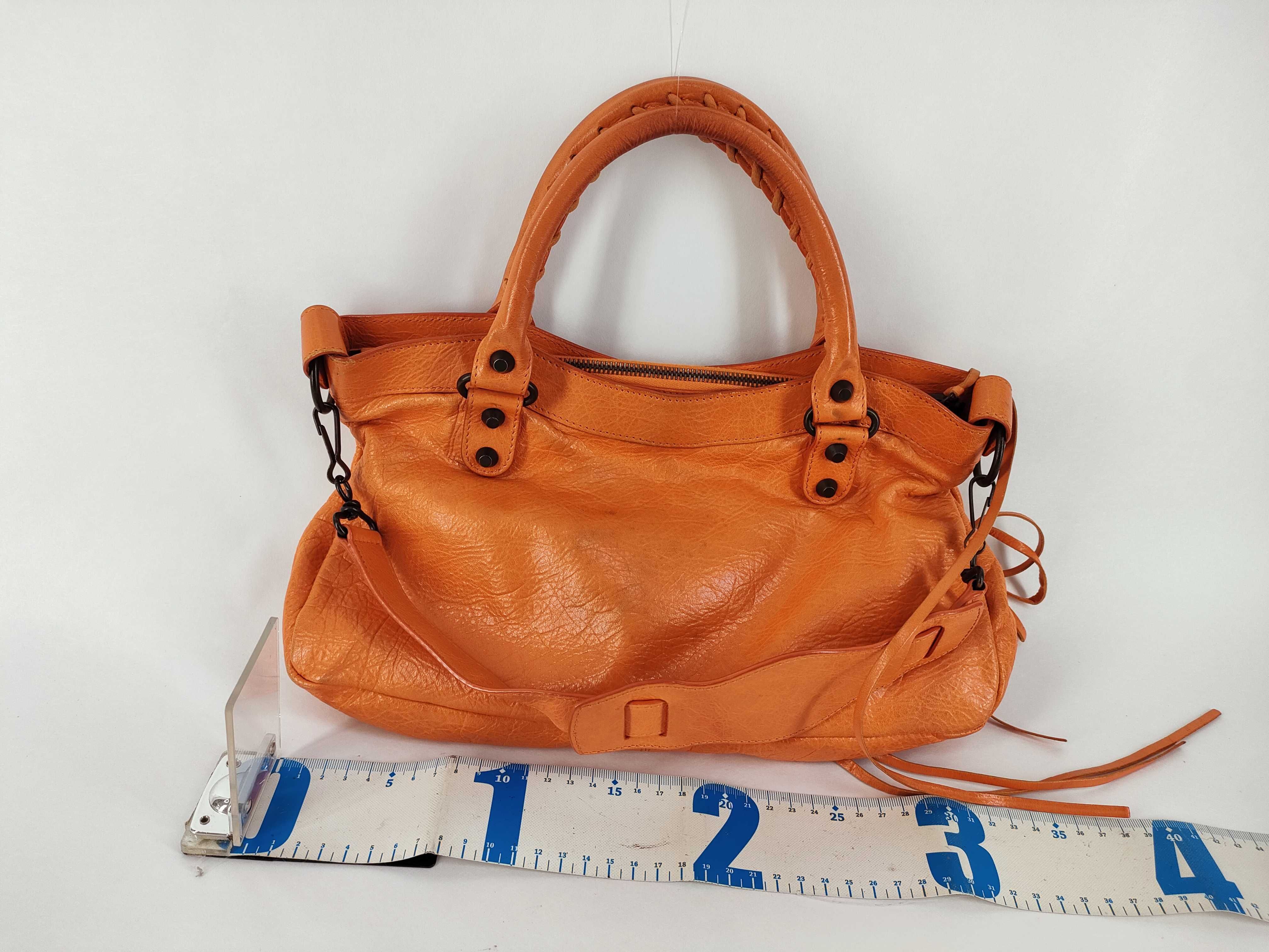 The First - Balenciaga The First Leather 2-Way Handbag, Orange, 103208, with Mirror — view 2