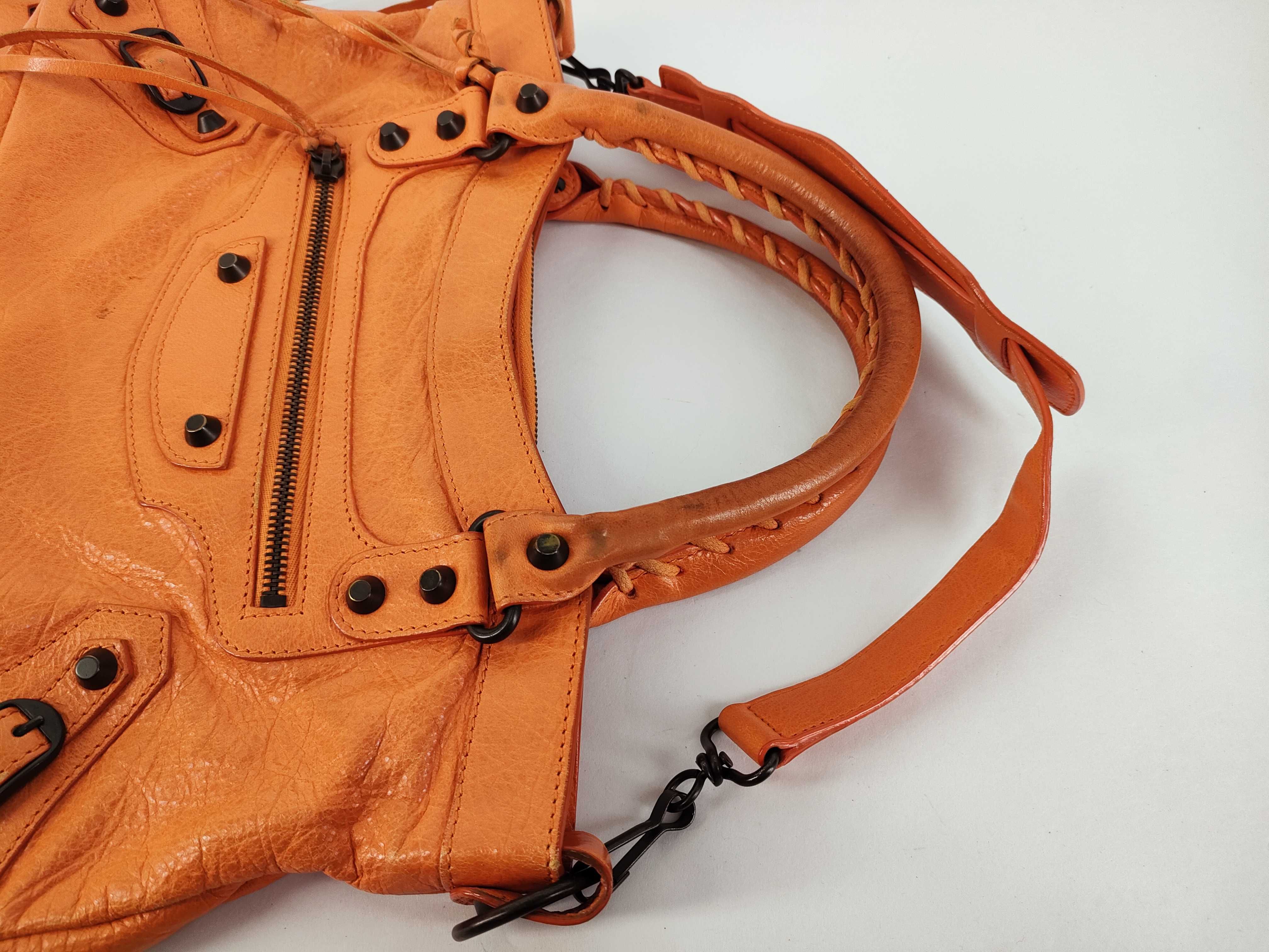 The First - Balenciaga The First Leather 2-Way Handbag, Orange, 103208, with Mirror — view 3