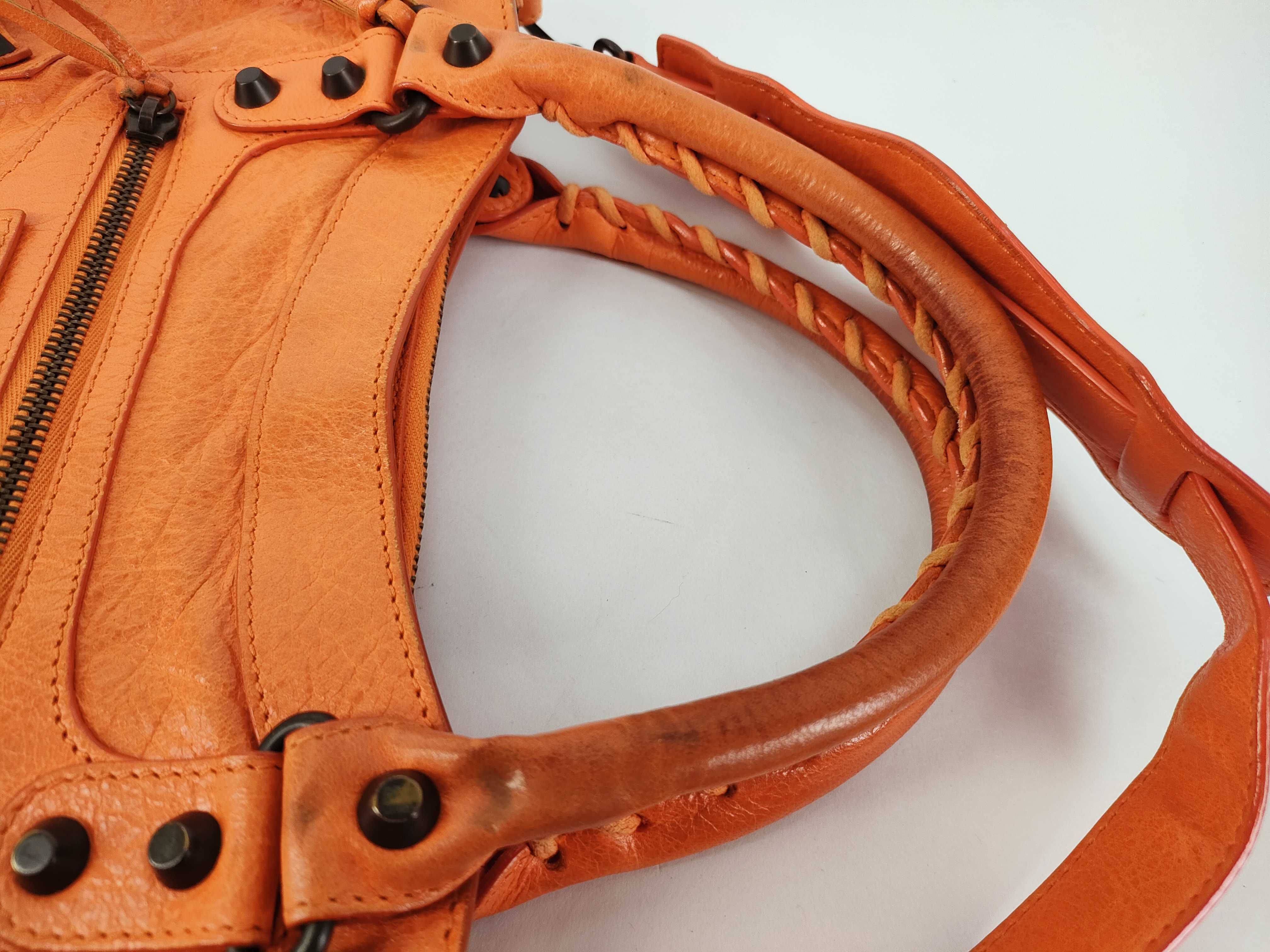 The First - Balenciaga The First Leather 2-Way Handbag, Orange, 103208, with Mirror — view 4