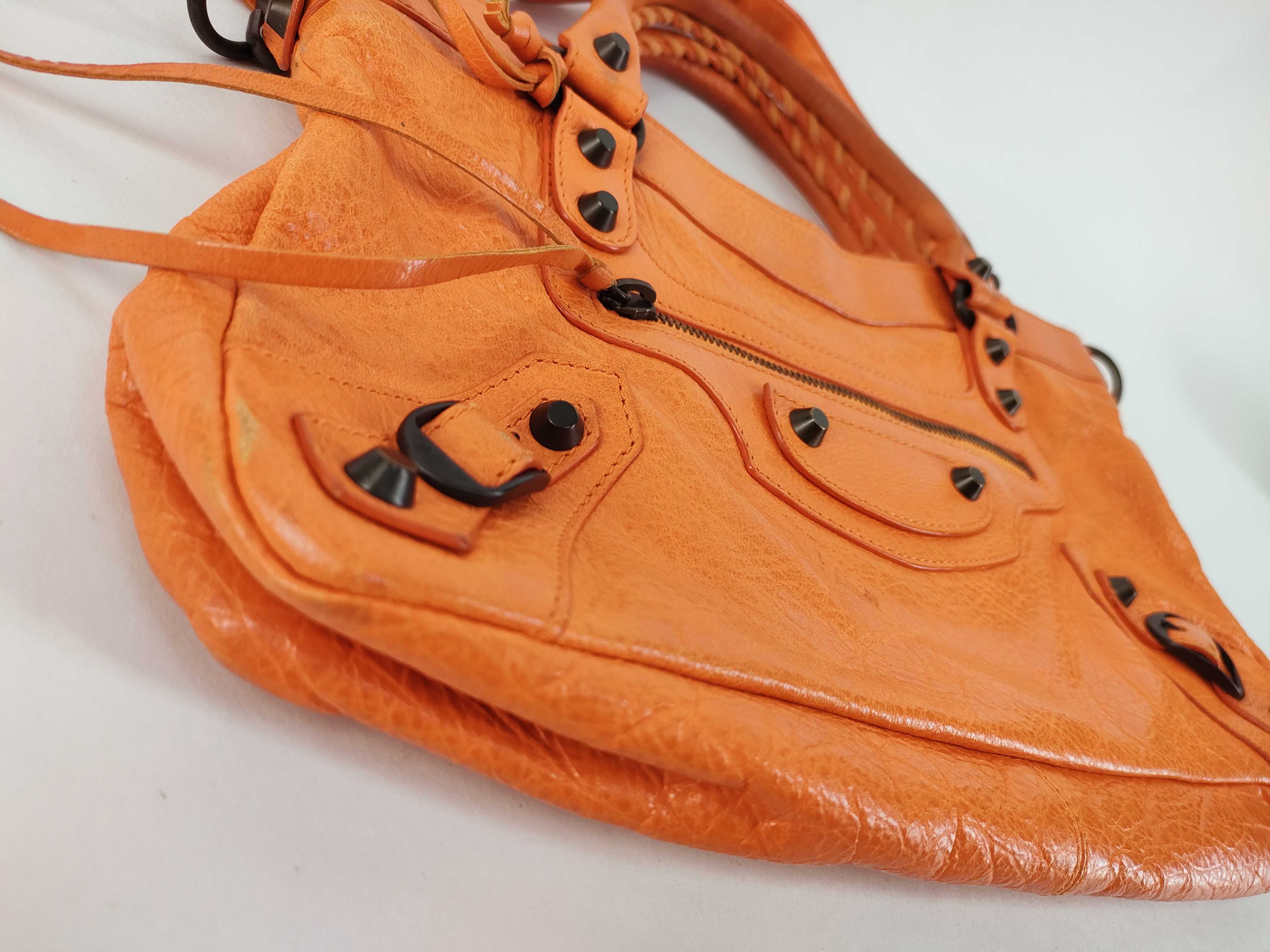 The First - Balenciaga The First Leather 2-Way Handbag, Orange, 103208, with Mirror — view 7
