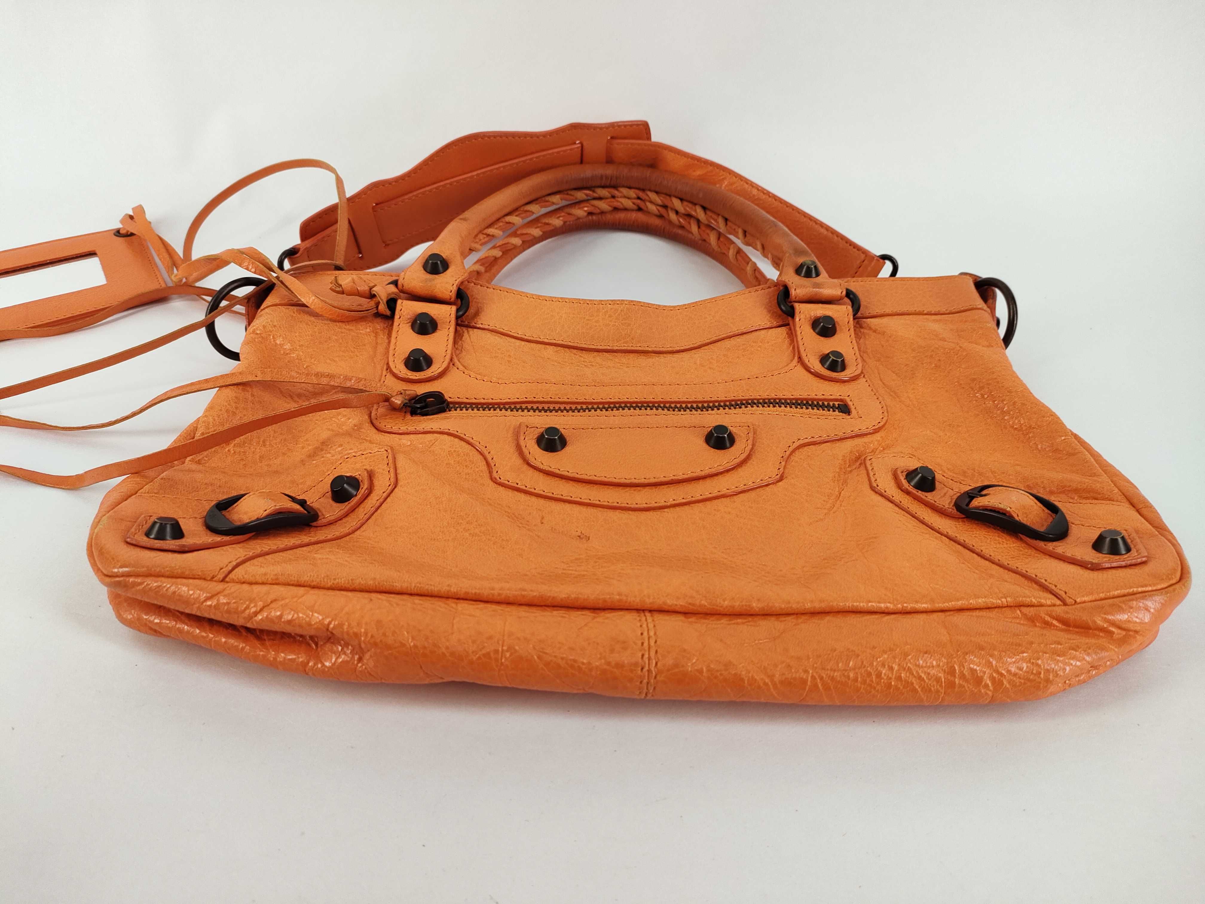 The First - Balenciaga The First Leather 2-Way Handbag, Orange, 103208, with Mirror — view 8
