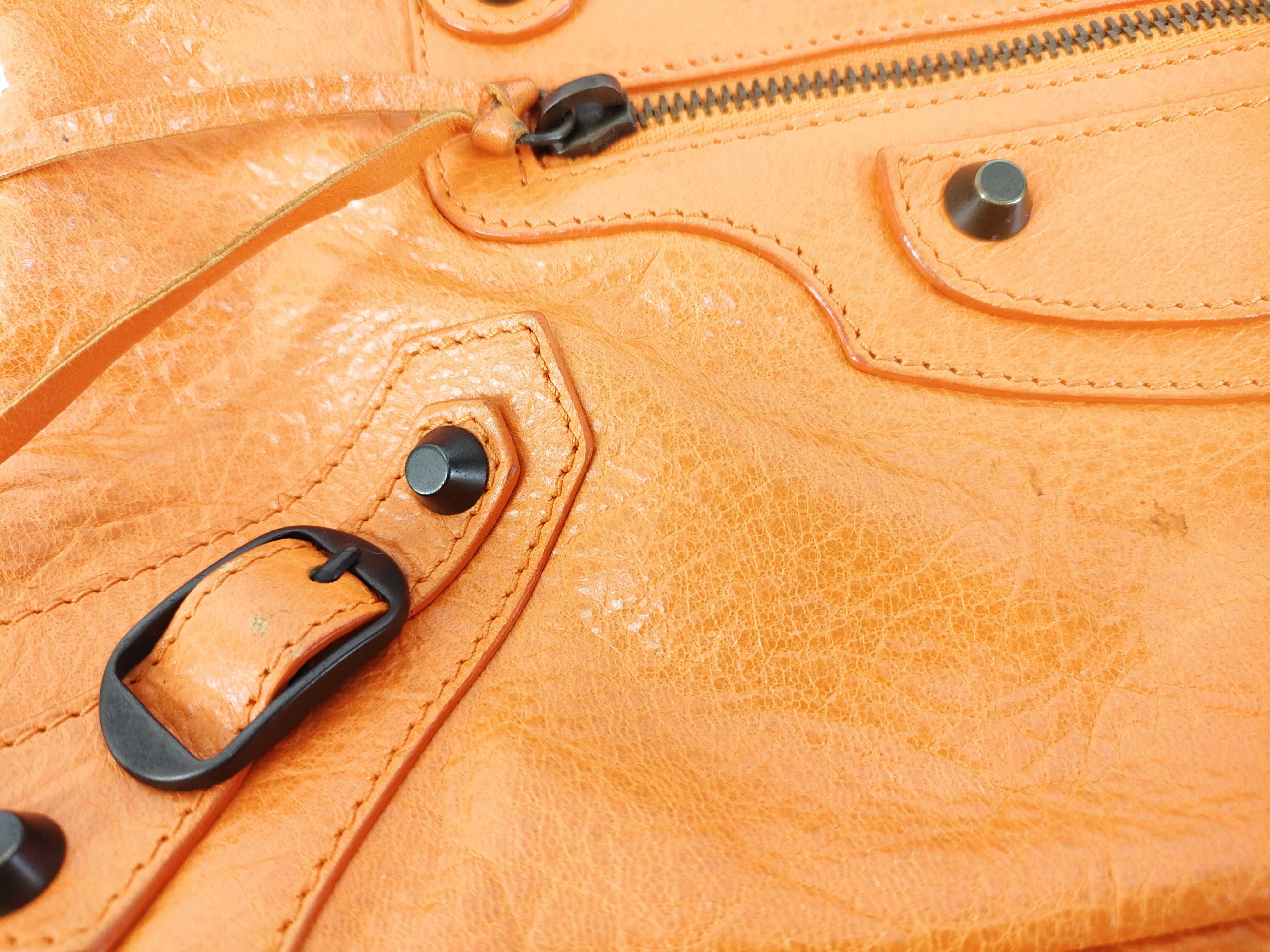 The First - Balenciaga The First Leather 2-Way Handbag, Orange, 103208, with Mirror — view 9