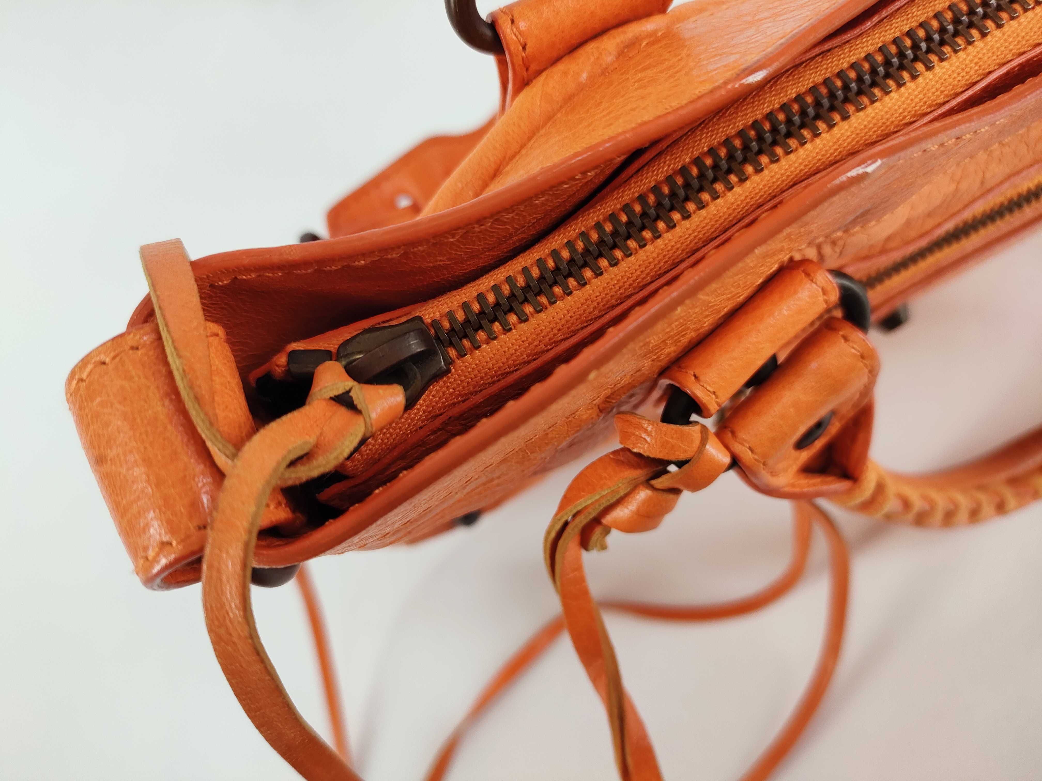 The First - Balenciaga The First Leather 2-Way Handbag, Orange, 103208, with Mirror — view 10