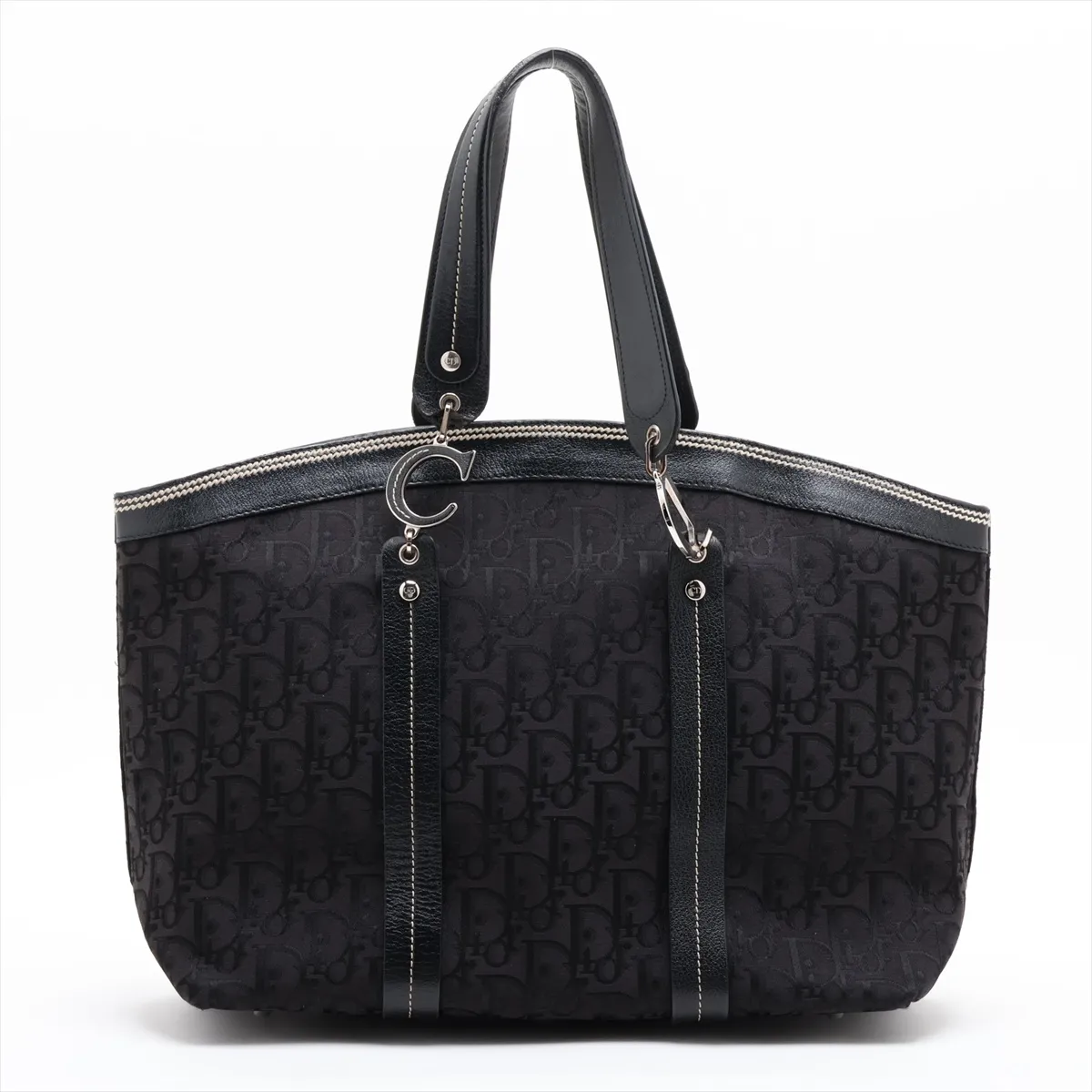 Oblique Canvas x Leather Handbag, Black — view 2