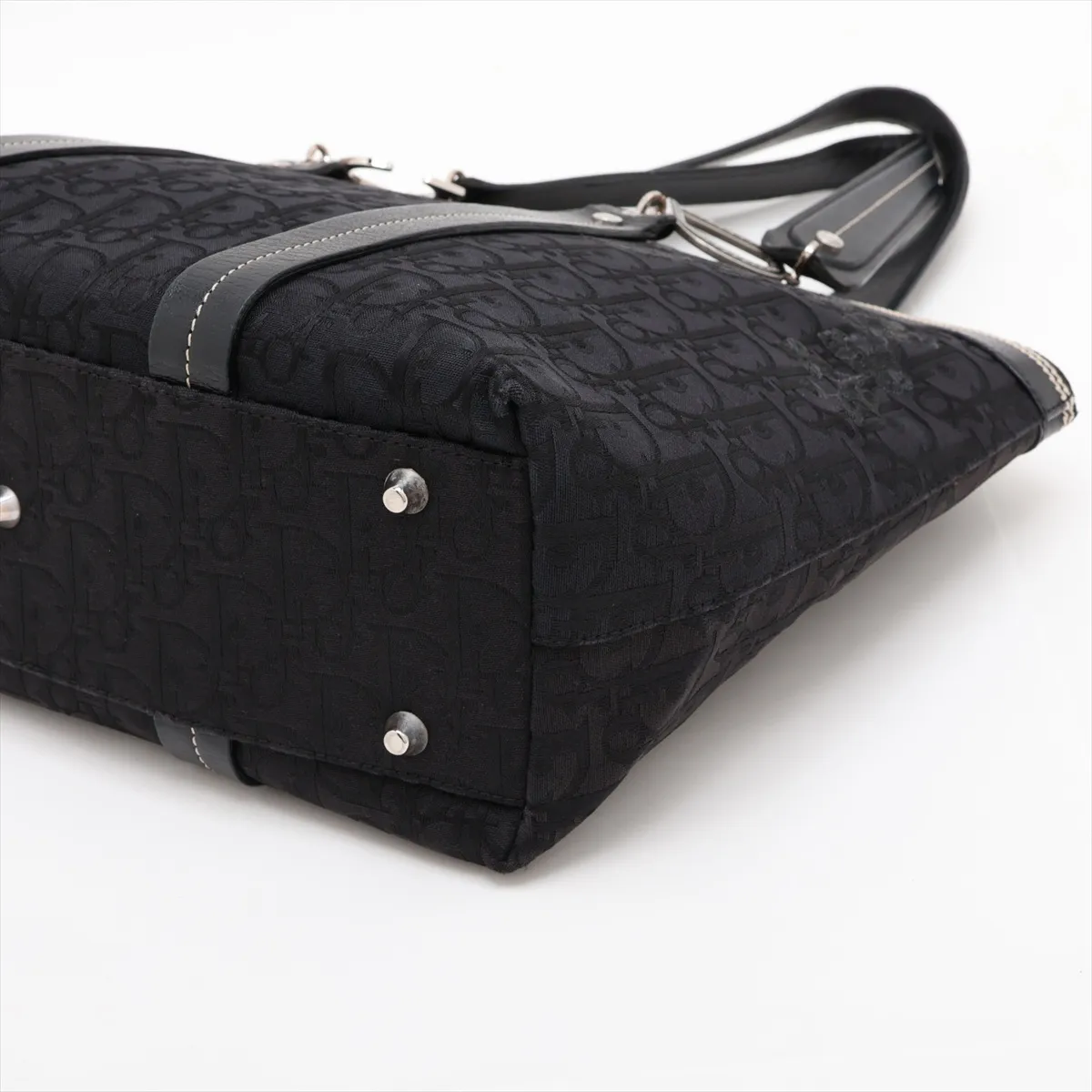 Oblique Canvas x Leather Handbag, Black — view 3