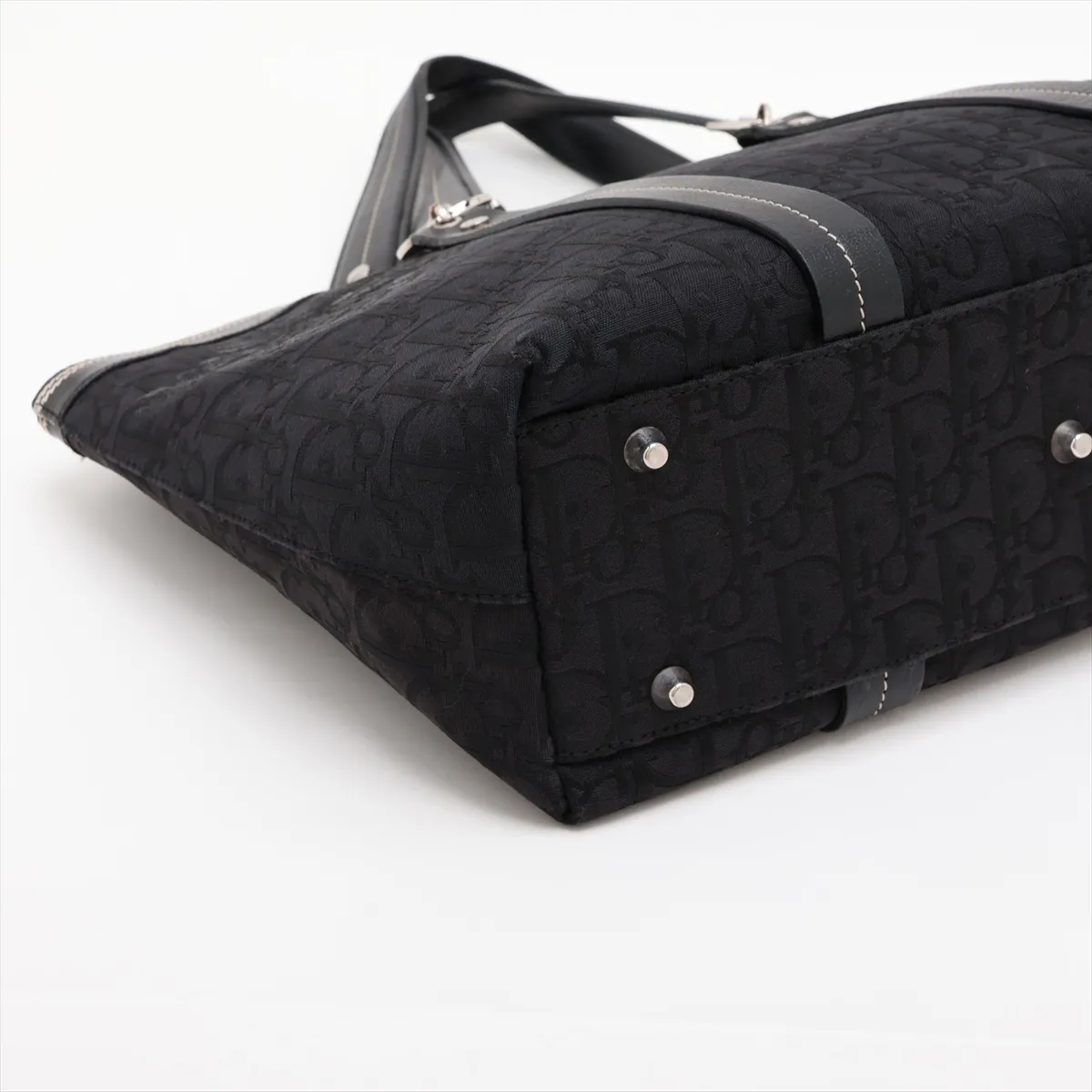 Oblique Canvas x Leather Handbag, Black — view 4