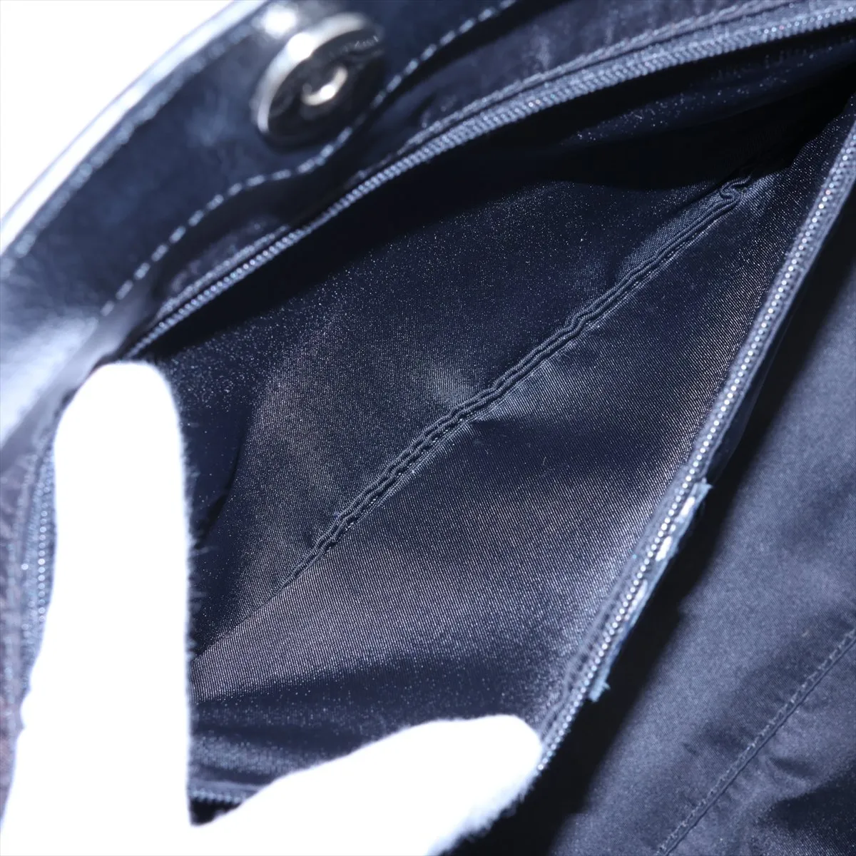 Oblique Canvas x Leather Handbag, Black — view 8
