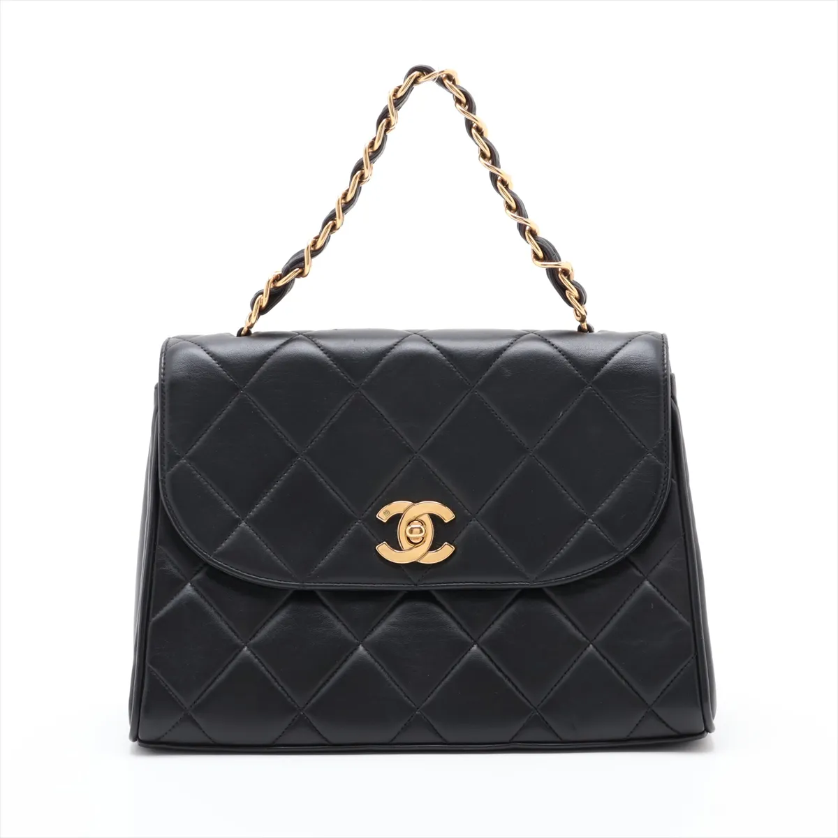 Matelassé Lambskin Chain Handbag, Black with Gold Hardware, 3552342, Series 3