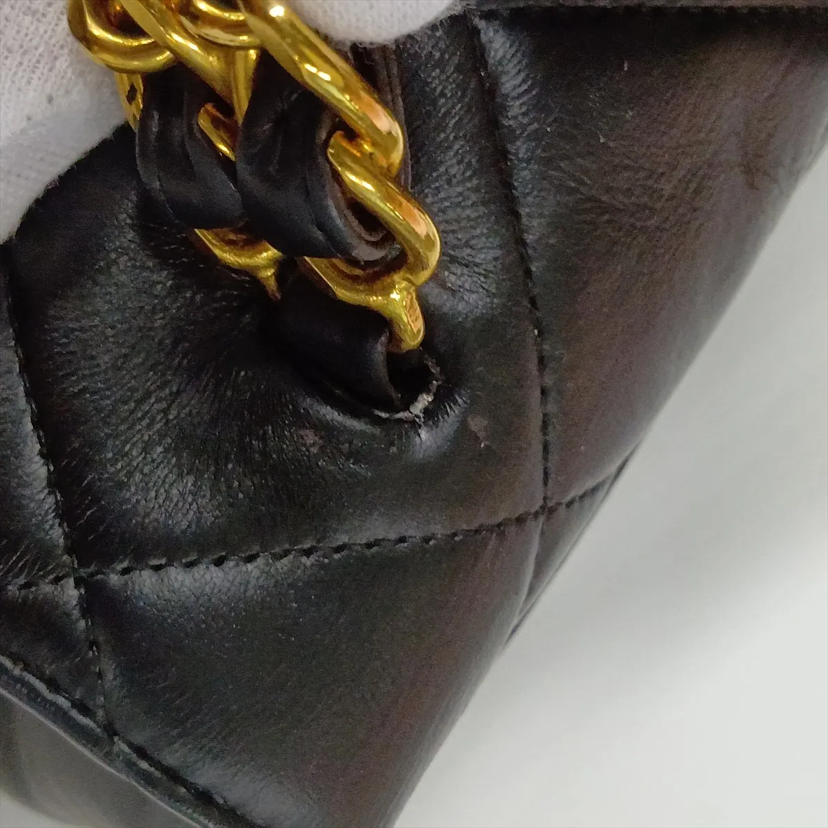 Matelassé Lambskin Chain Handbag, Black with Gold Hardware, 3552342, Series 3 — view 12