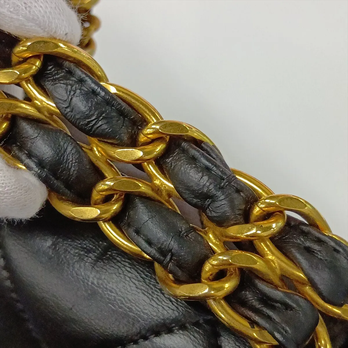 Matelassé Lambskin Chain Handbag, Black with Gold Hardware, 3552342, Series 3 — view 13