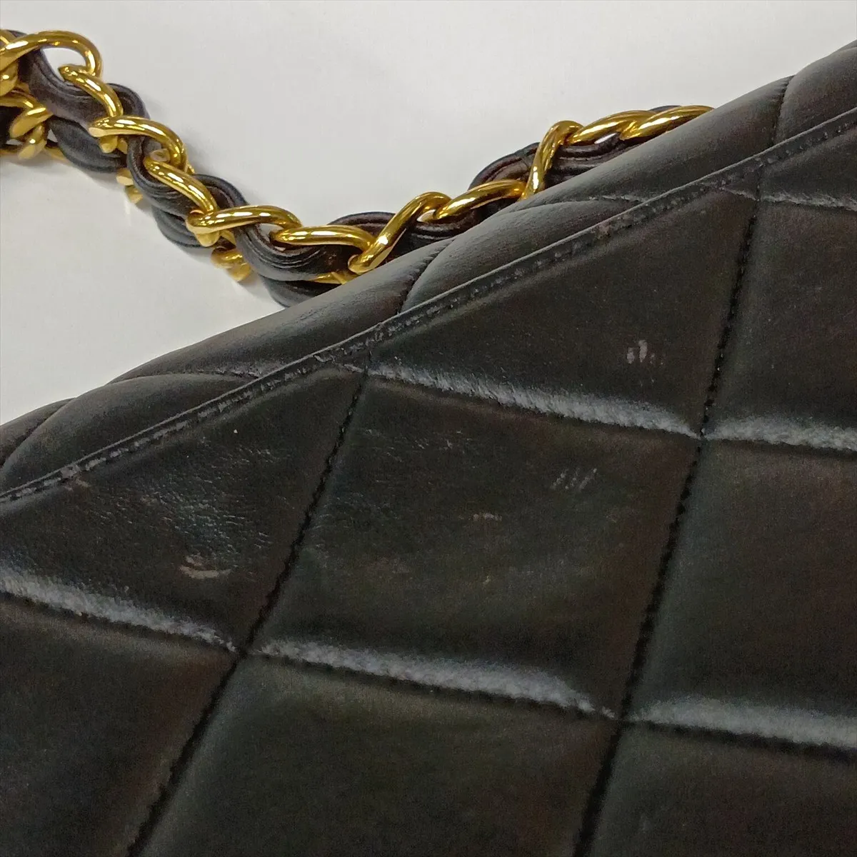 Matelassé Lambskin Chain Handbag, Black with Gold Hardware, 3552342, Series 3 — view 14