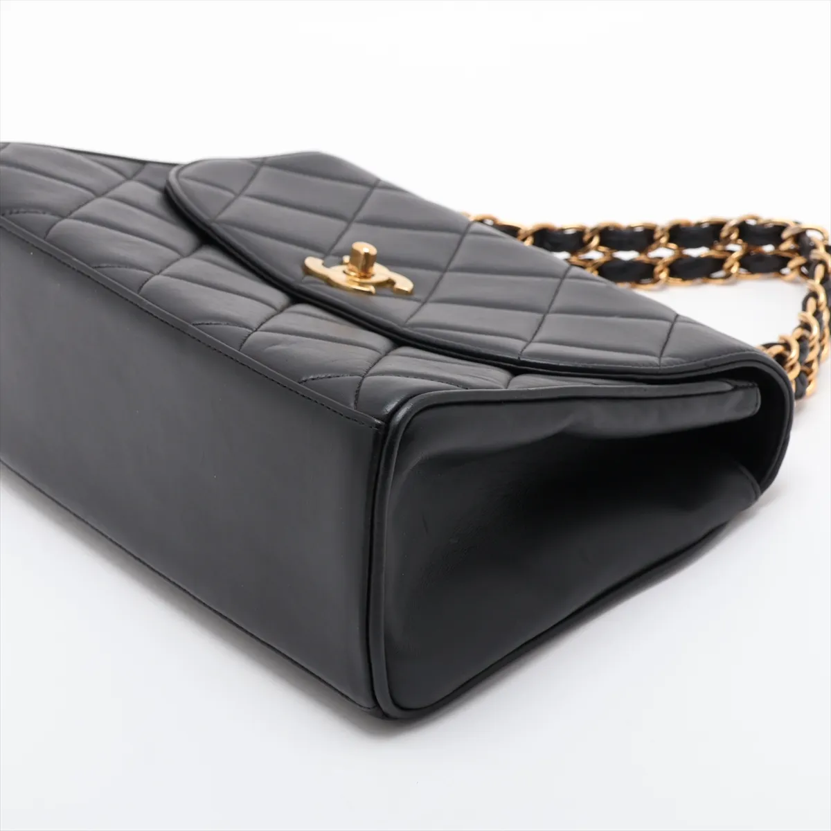 Matelassé Lambskin Chain Handbag, Black with Gold Hardware, 3552342, Series 3 — view 3