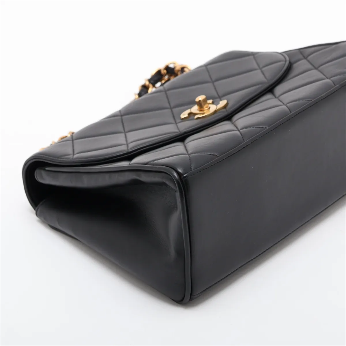 Matelassé Lambskin Chain Handbag, Black with Gold Hardware, 3552342, Series 3 — view 4