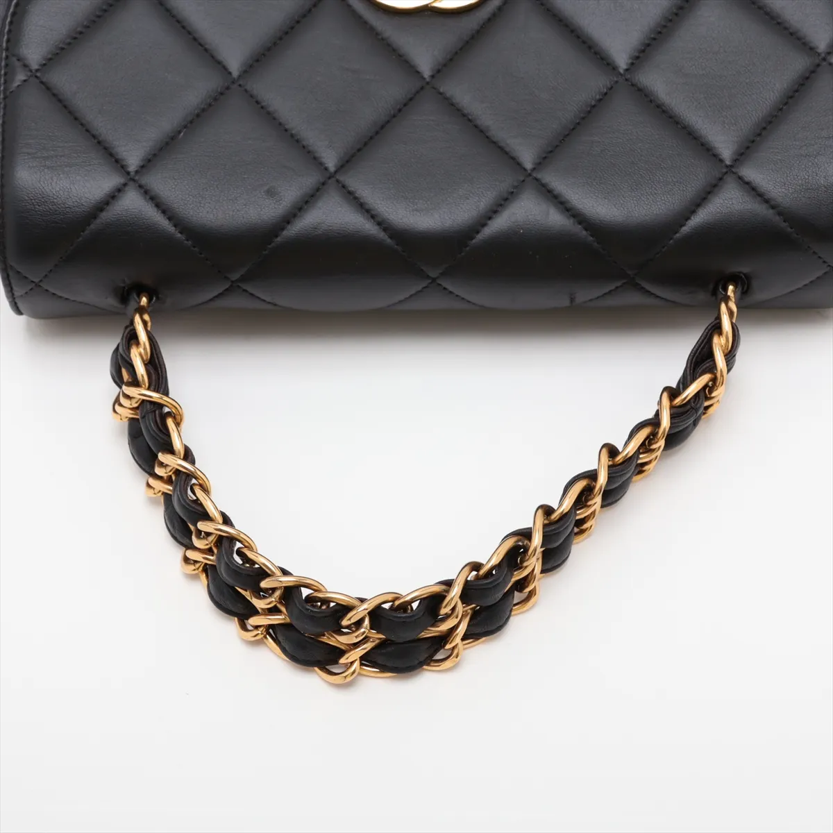 Matelassé Lambskin Chain Handbag, Black with Gold Hardware, 3552342, Series 3 — view 5