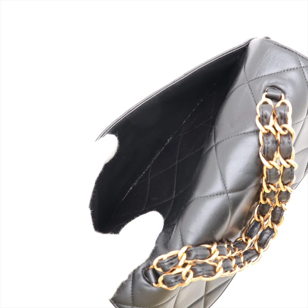 Matelassé Lambskin Chain Handbag, Black with Gold Hardware, 3552342, Series 3 — view 8