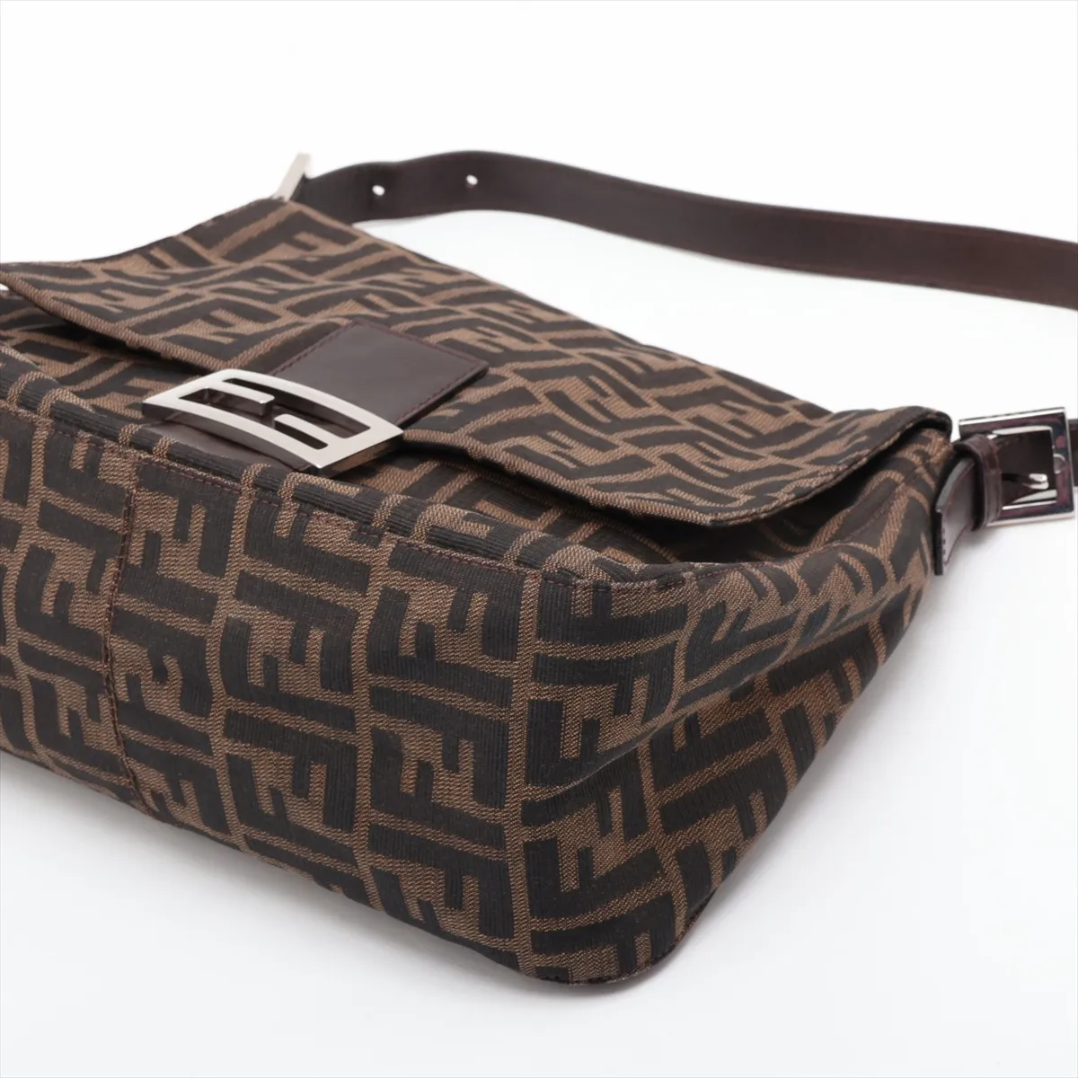 Zucca Mamma Bucket Canvas x Leather Shoulder Bag, Brown — view 3