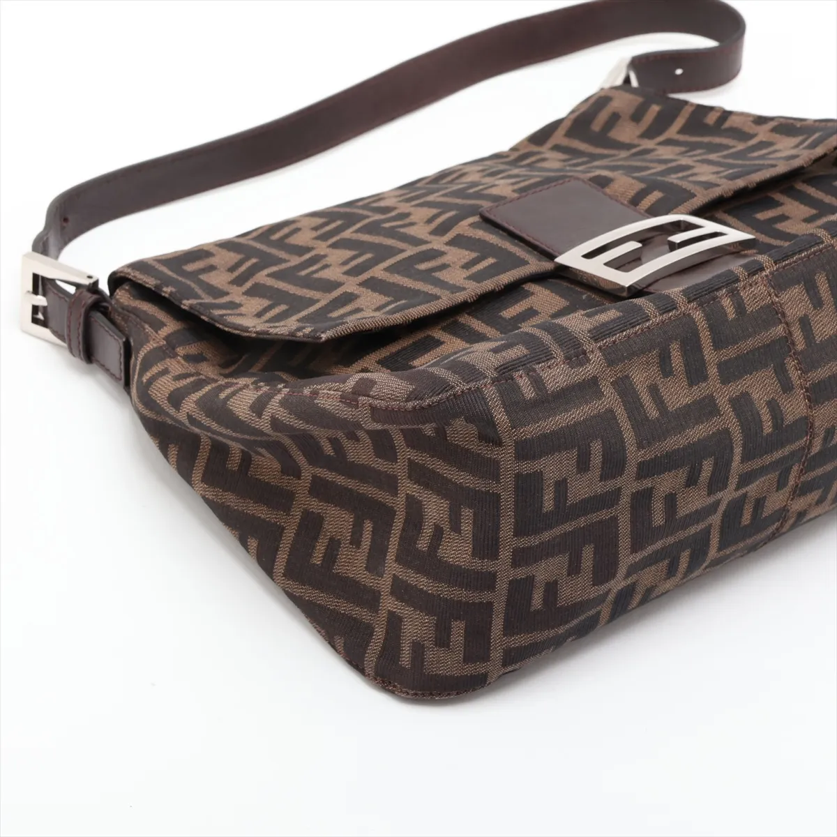 Zucca Mamma Bucket Canvas x Leather Shoulder Bag, Brown — view 4