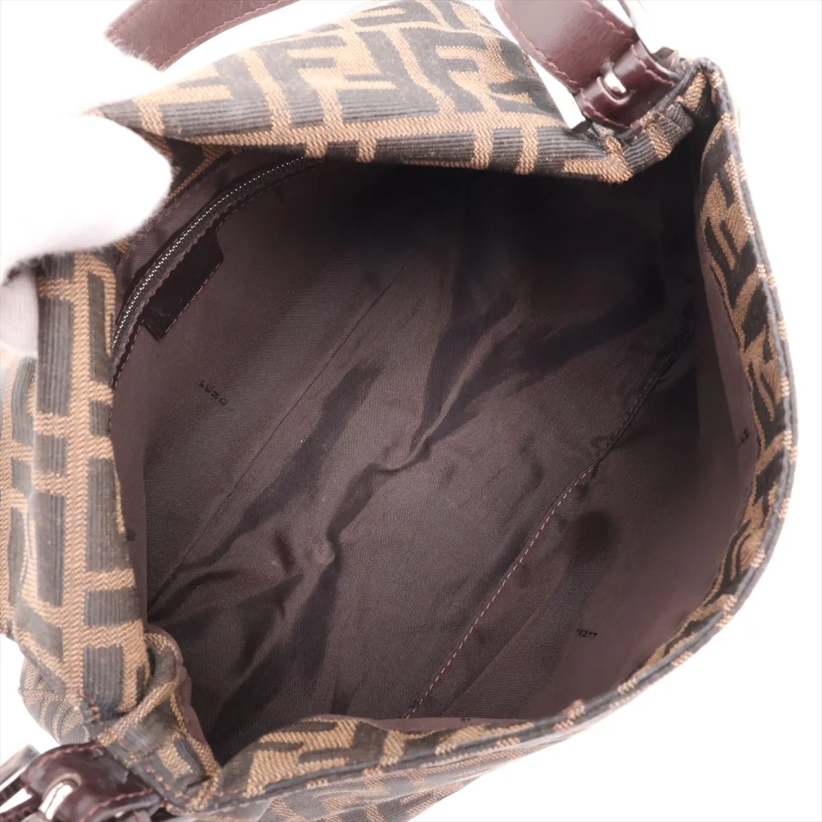 Zucca Mamma Bucket Canvas x Leather Shoulder Bag, Brown — view 6