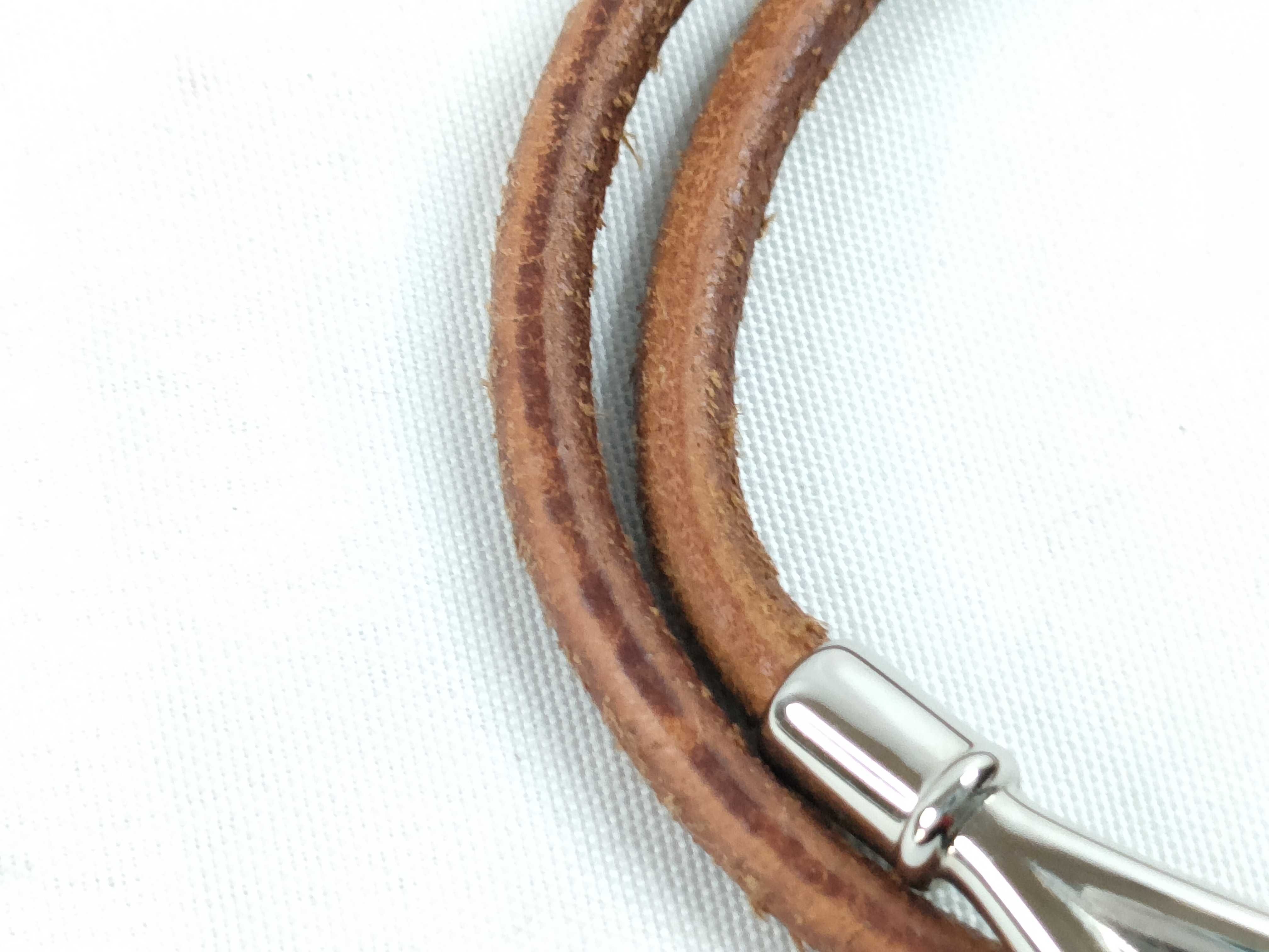 Jumbo Leather Brown Silver Hardware Choker Bracelet Bracelet/Bangle — view 5