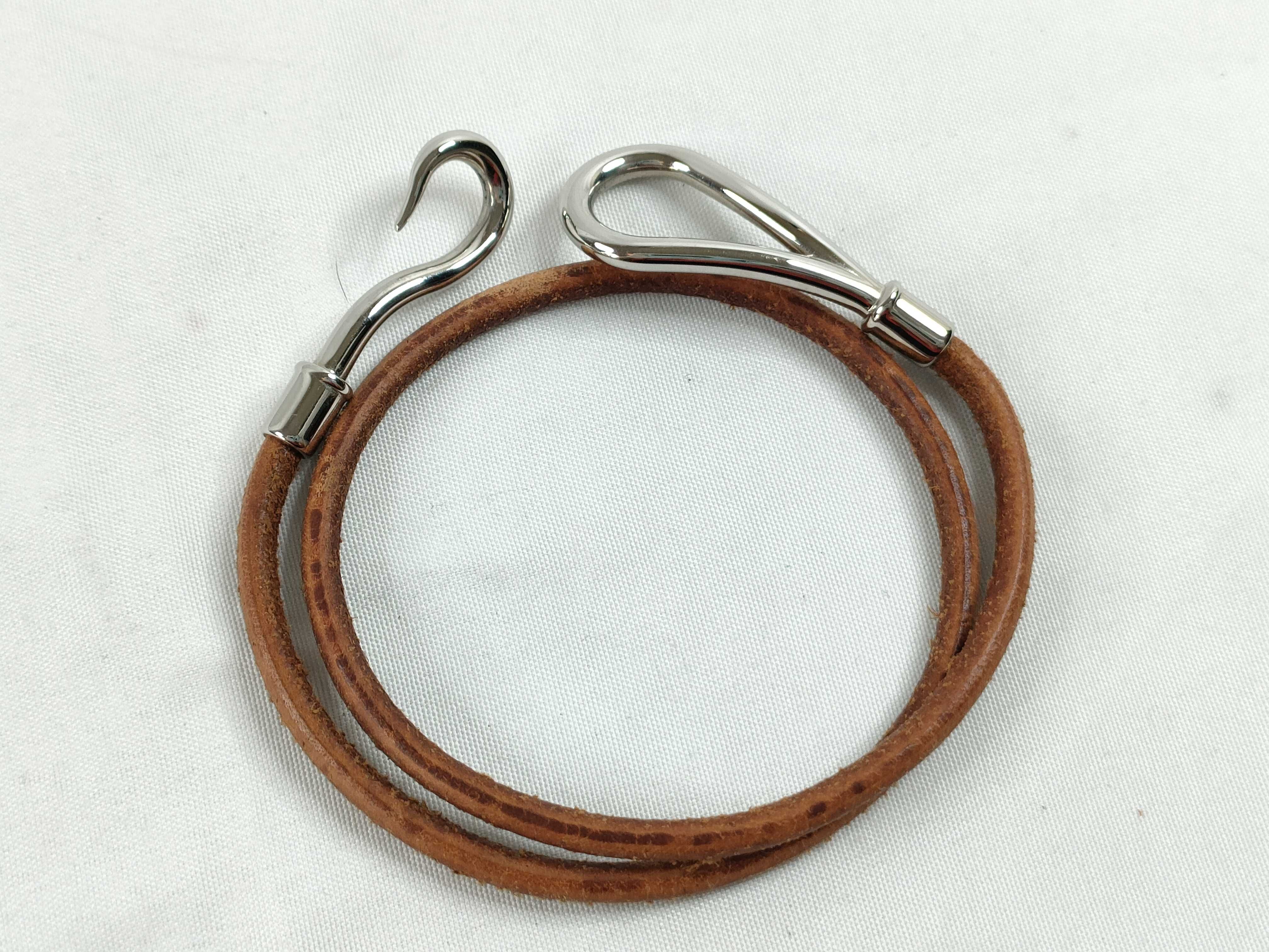 Jumbo Leather Brown Silver Hardware Choker Bracelet Bracelet/Bangle — view 7