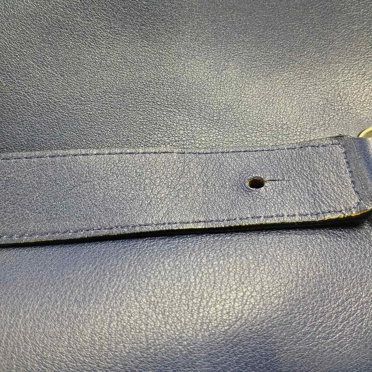Puzzle Large Leather 2-Way Handbag, Navy — view 12