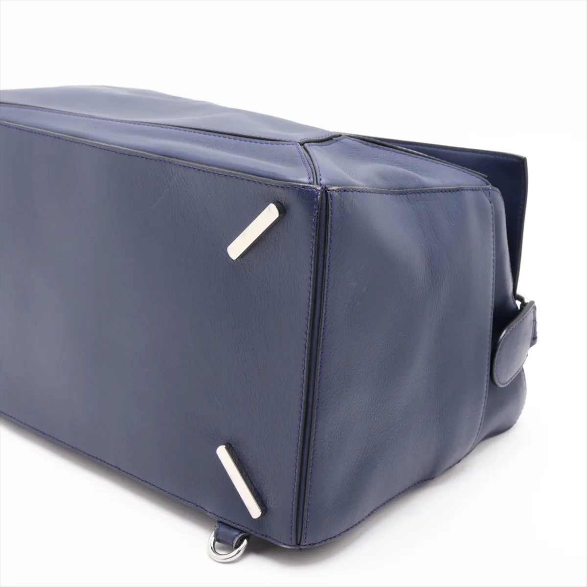Puzzle Large Leather 2-Way Handbag, Navy — view 3