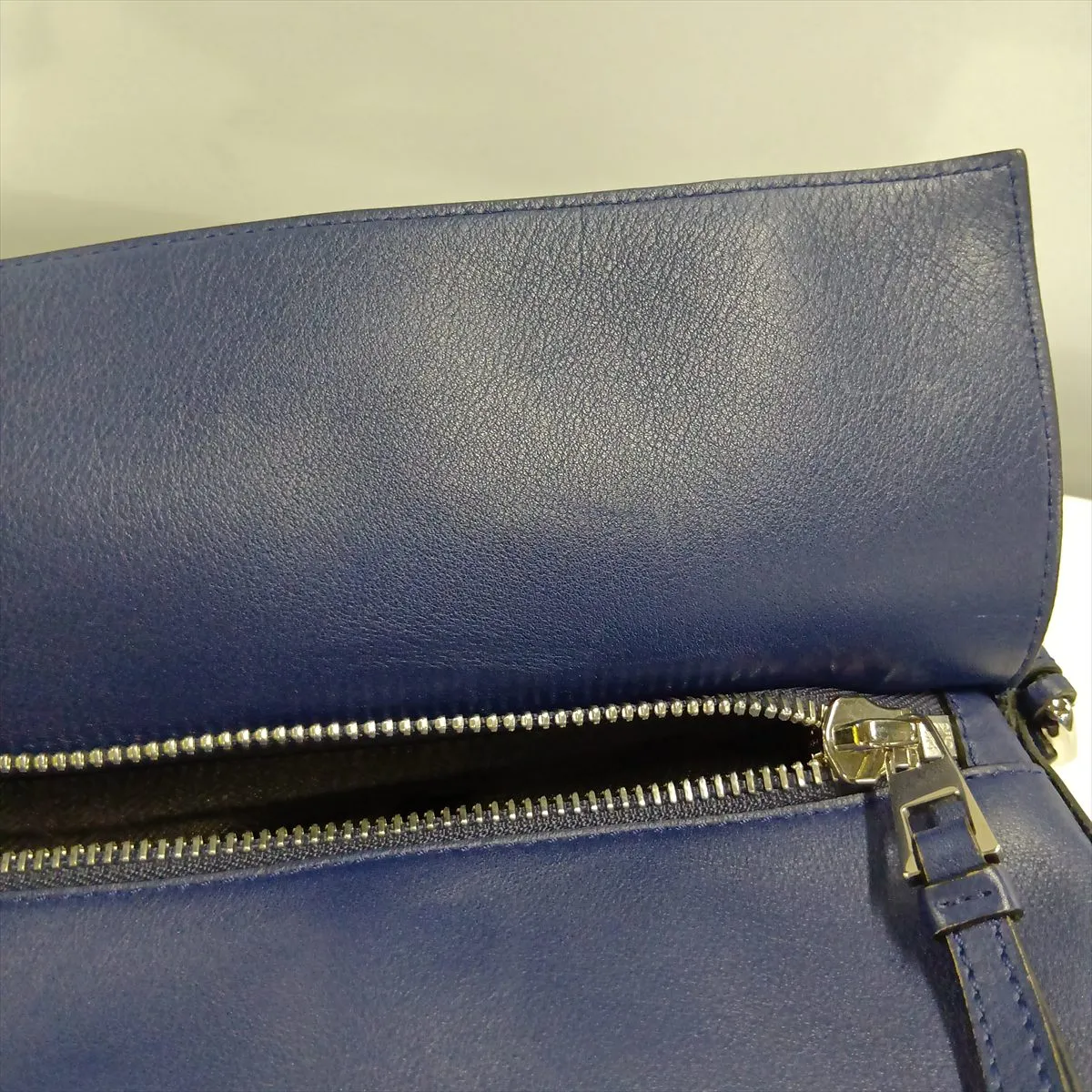 Puzzle Large Leather 2-Way Handbag, Navy — view 10