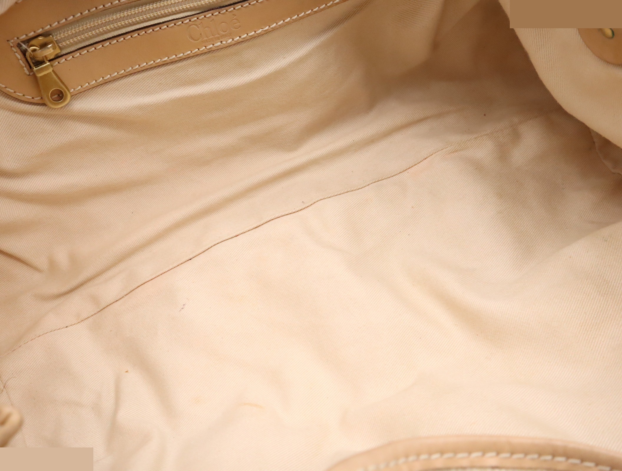 Canvas/Leather Kerala Handbag with Dust Bag and Charm, Beige — view 7