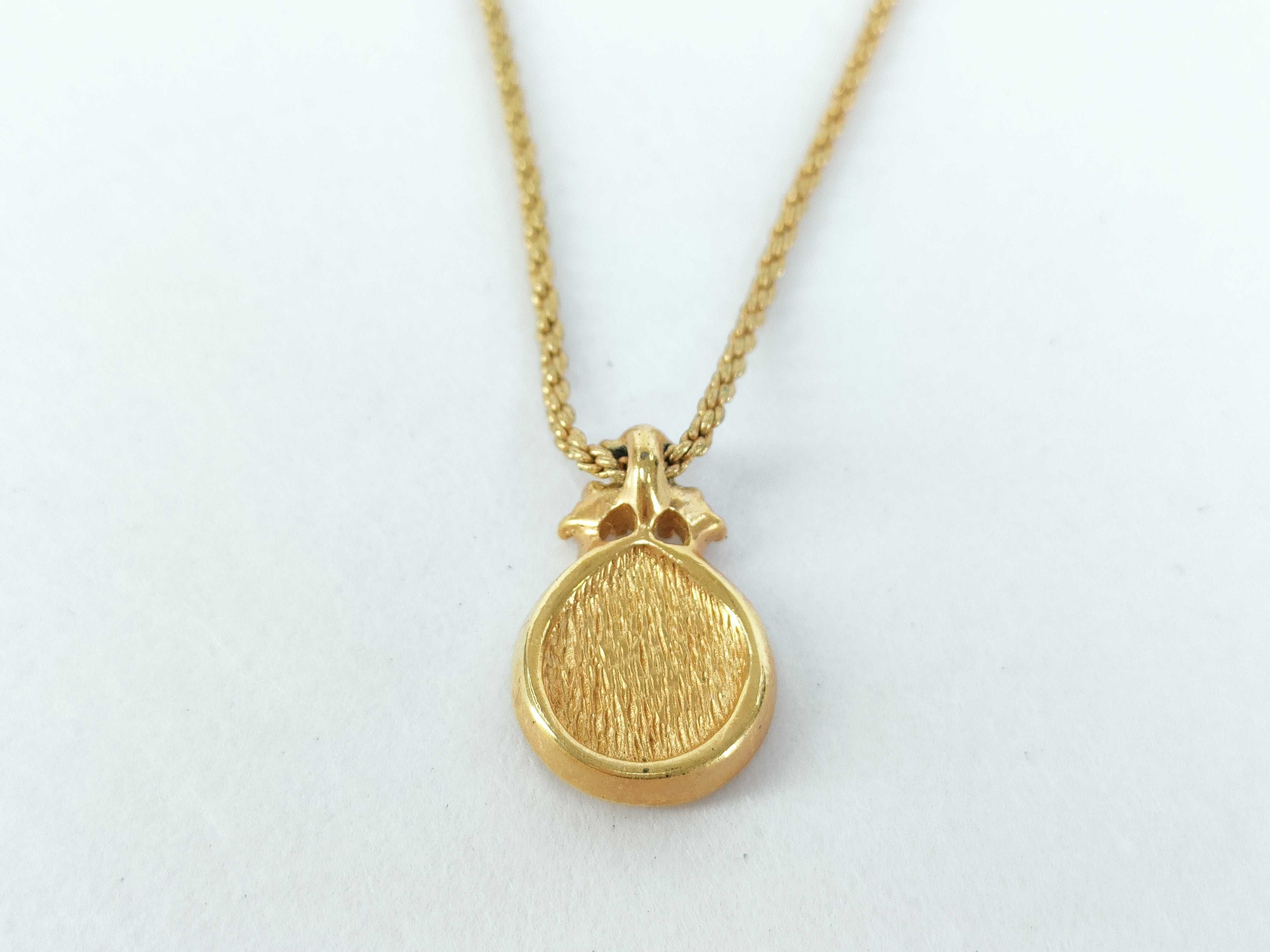Circle Logo Rhinestone Black Gold Necklace — view 2