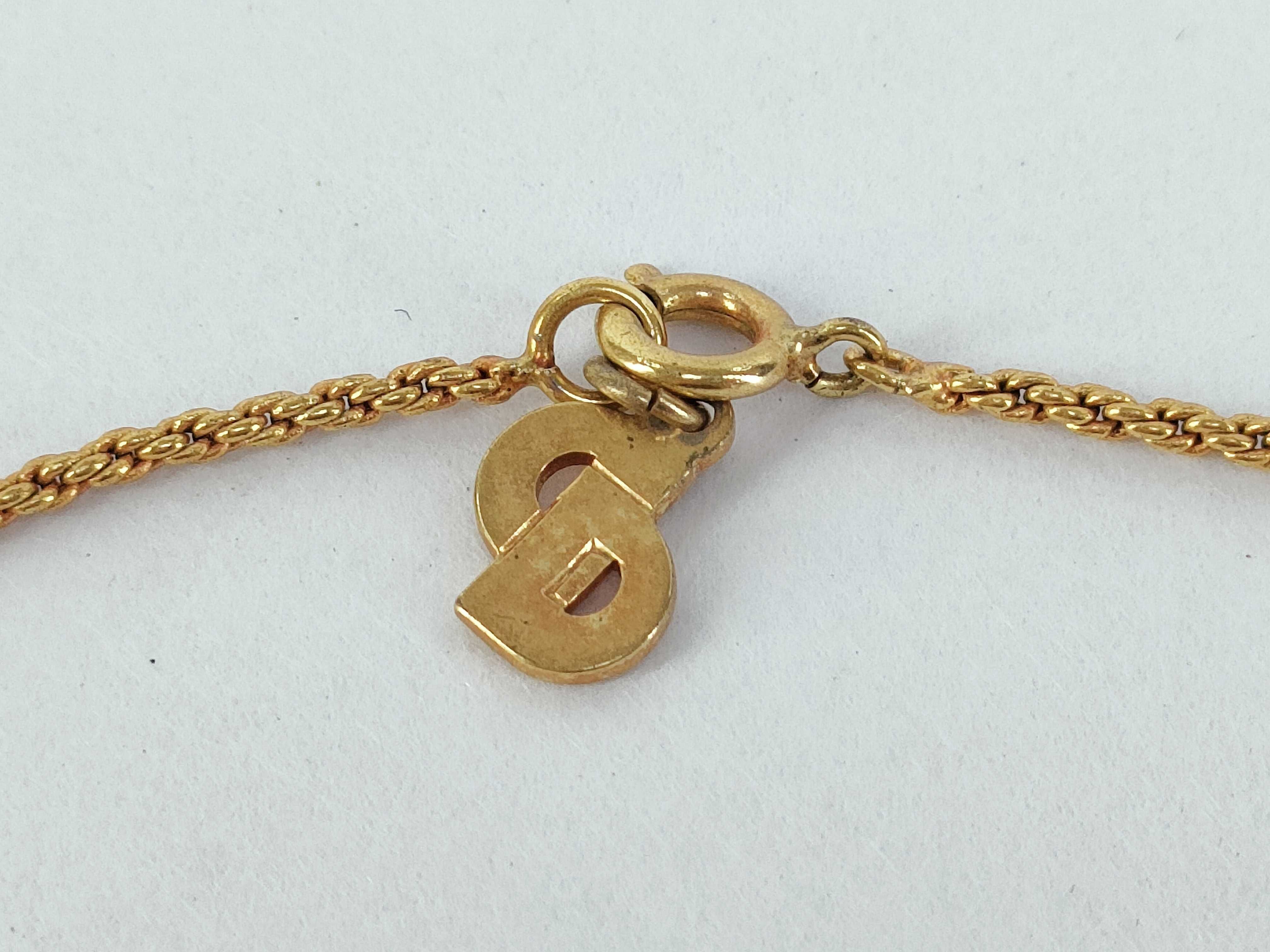 Circle Logo Rhinestone Black Gold Necklace — view 3