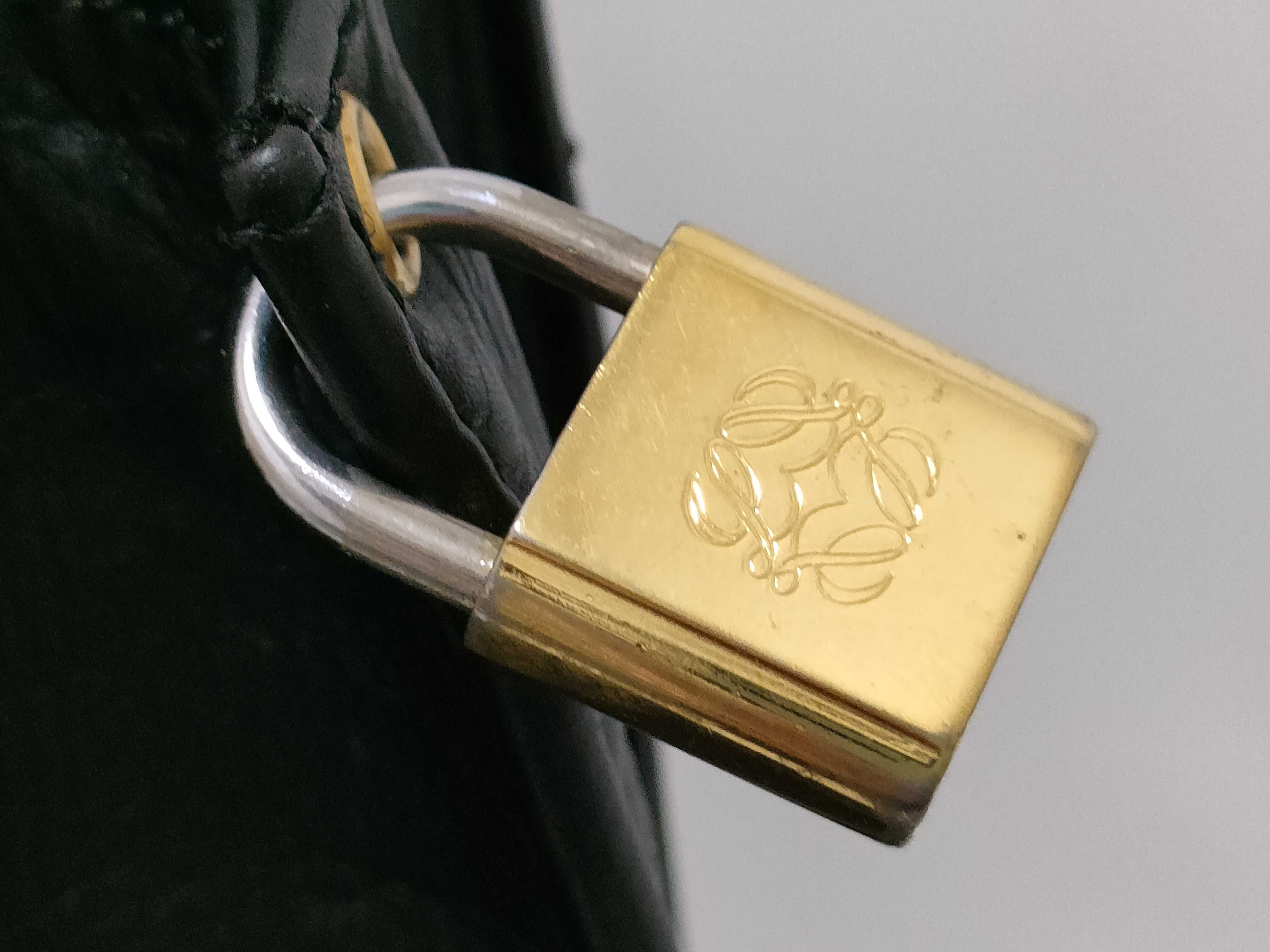 Anagram Leather Tote Bag with Padlock (Black) and Key Clochette — view 13