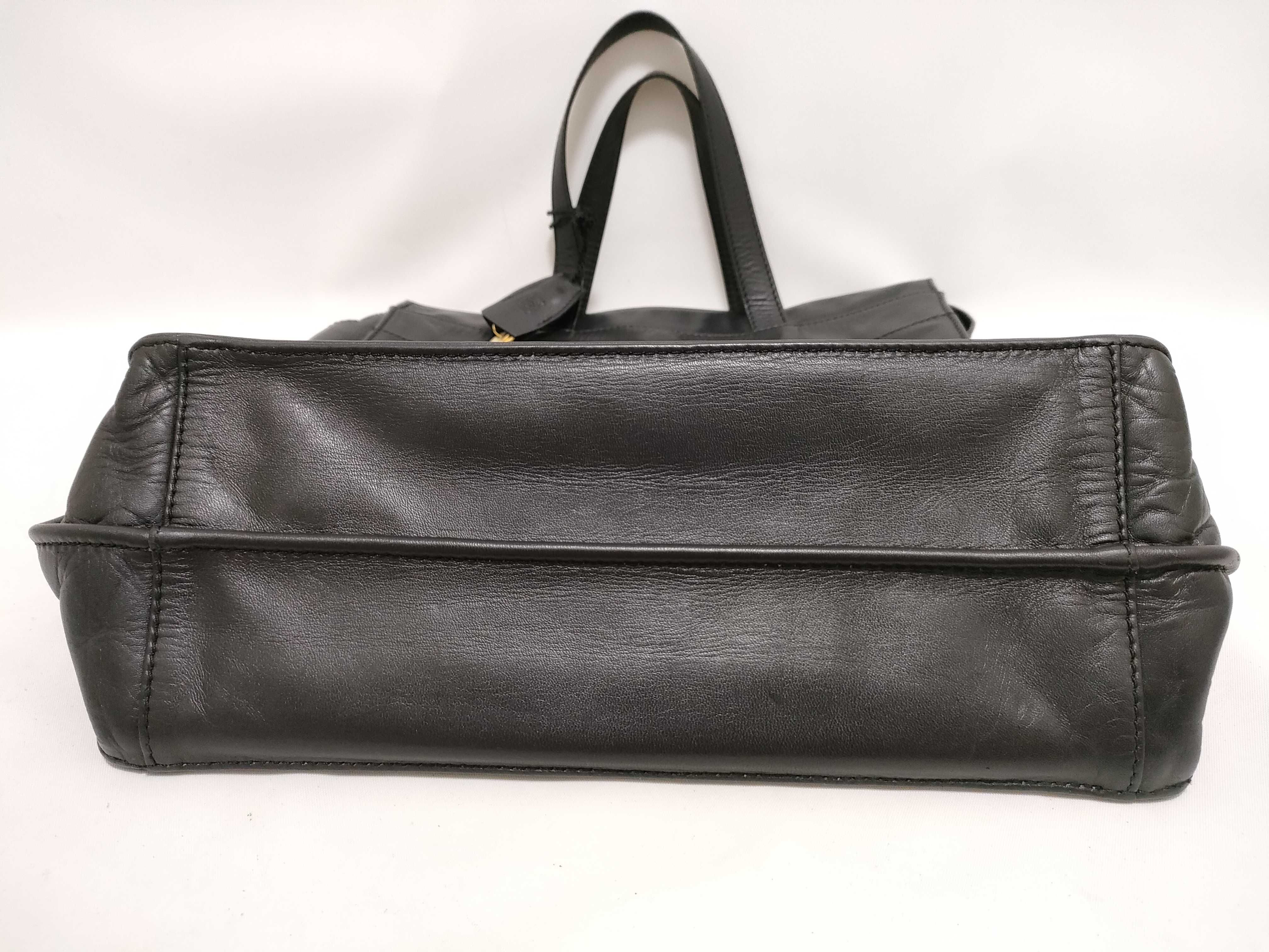Anagram Leather Tote Bag with Padlock (Black) and Key Clochette — view 8