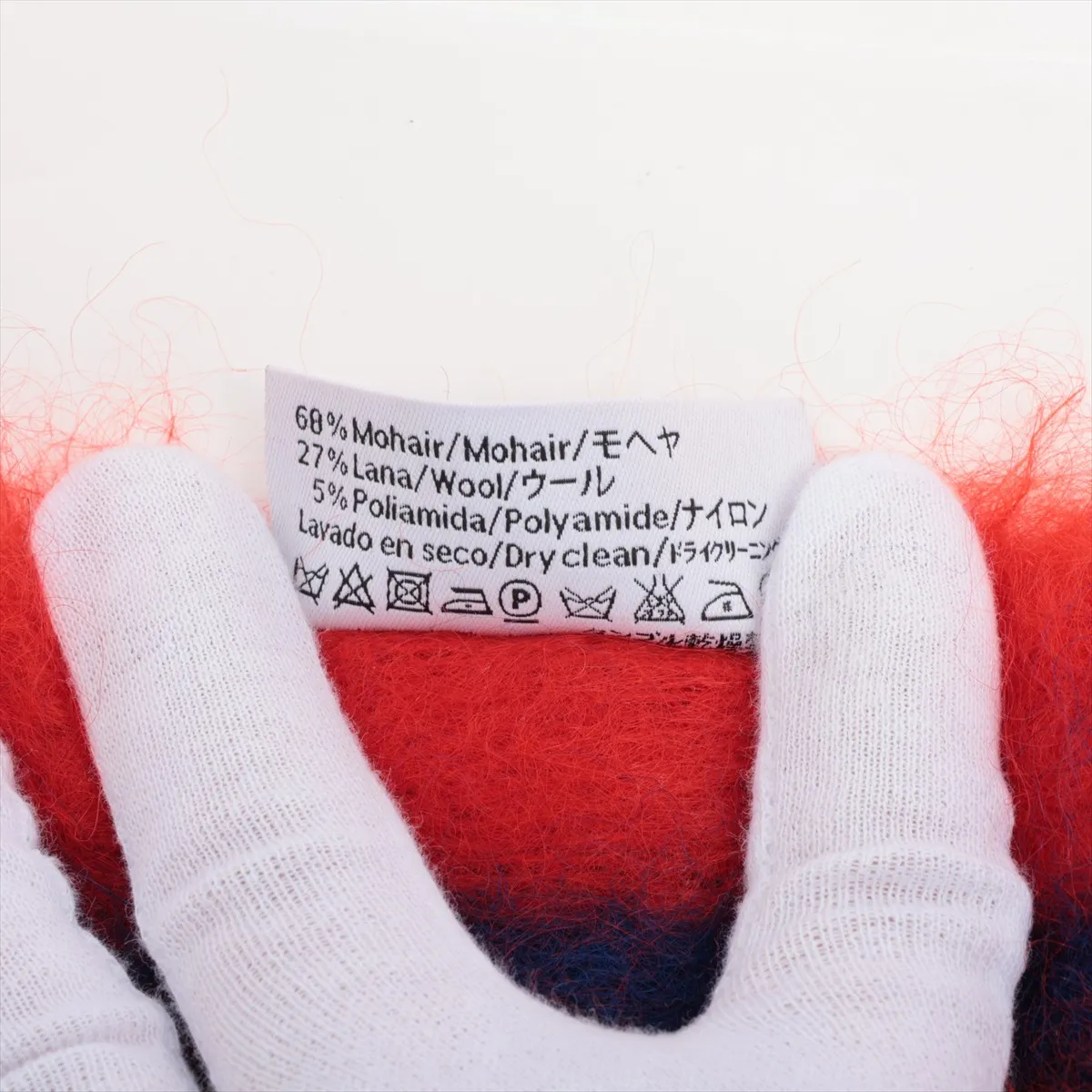 Anagram Scarf Mohair x Wool x Nylon Red x Blue Threads Fuzzing — view 4