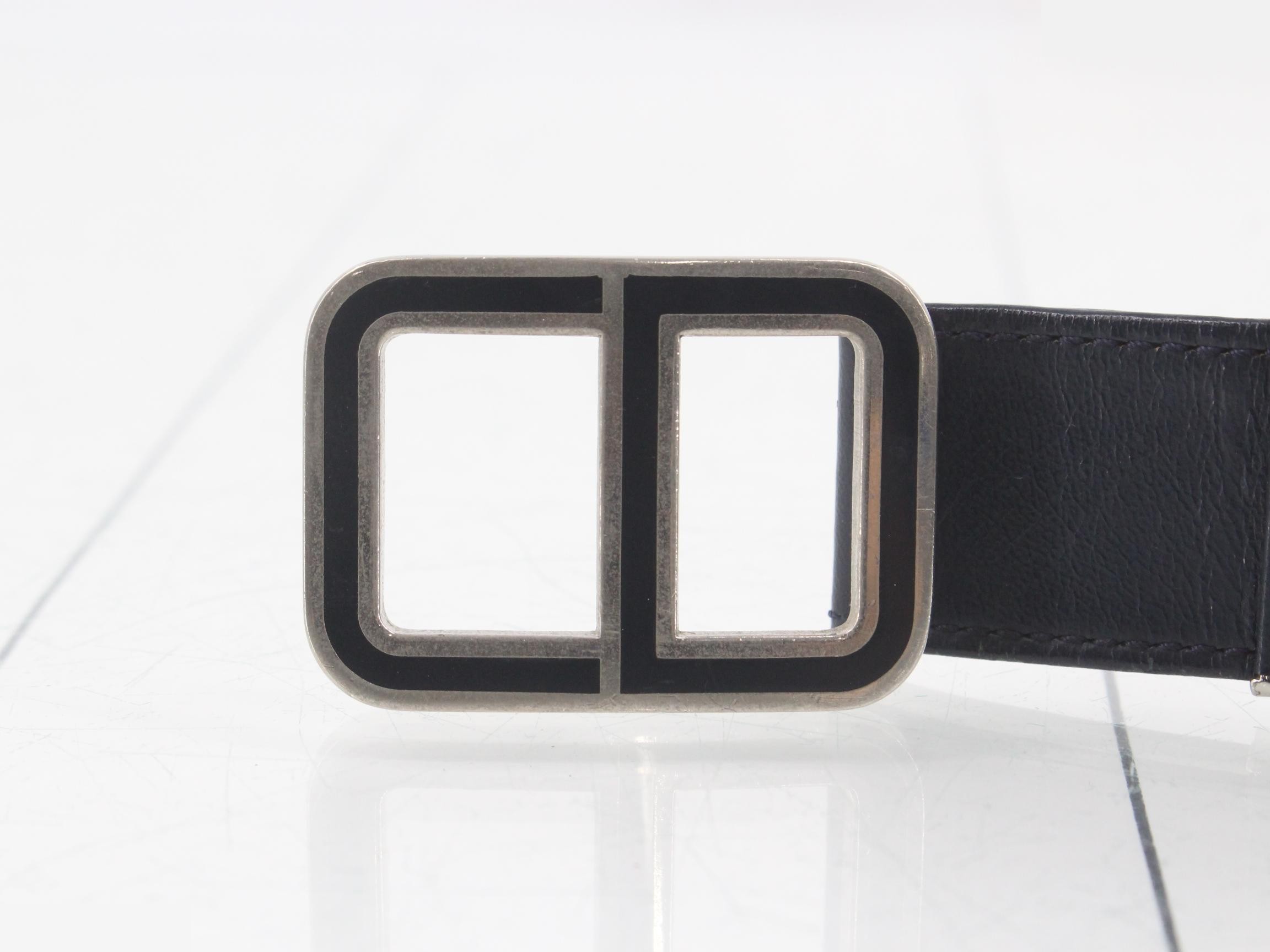 belt, leather, navy — view 3