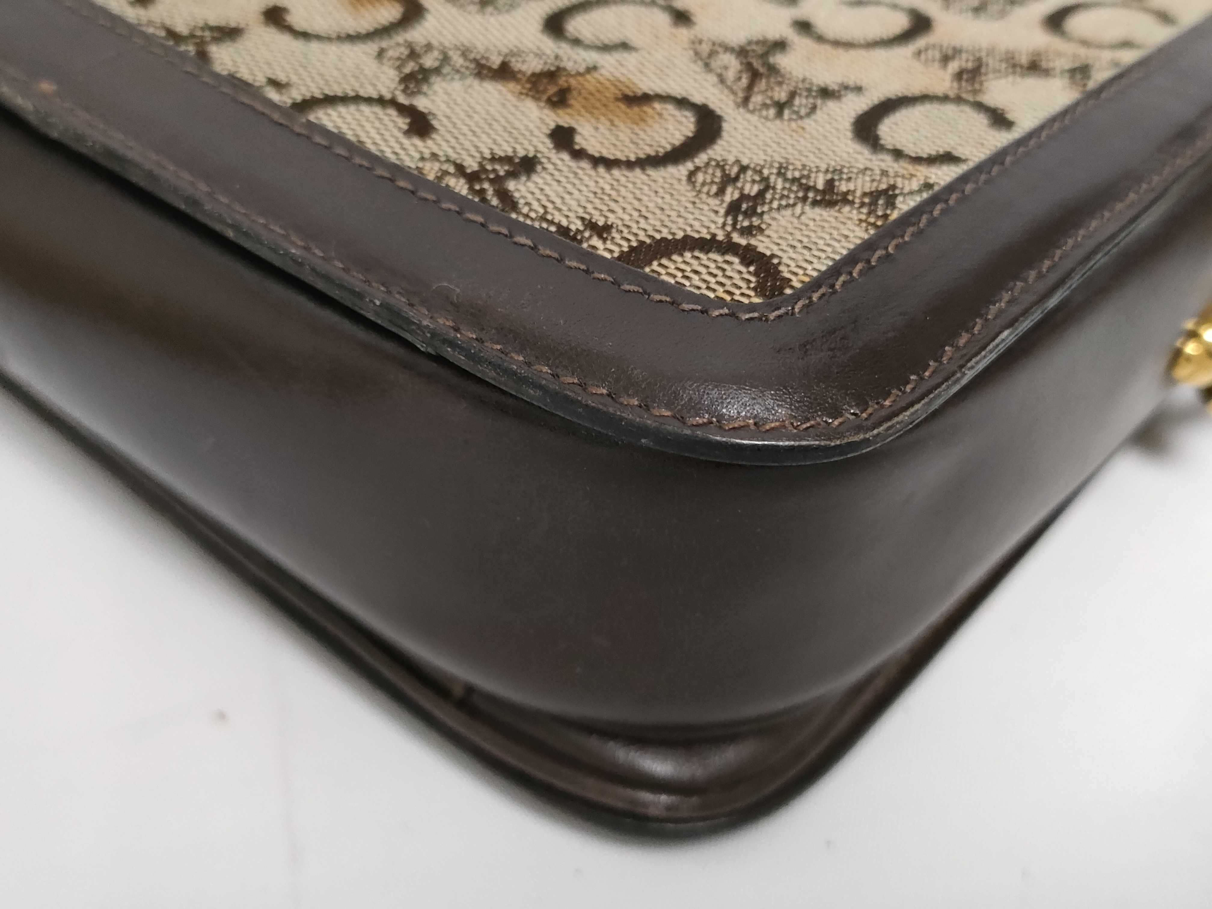 Sulky Carriage Hardware Canvas x Leather Shoulder Bag Brown Shoulder Bag — view 4
