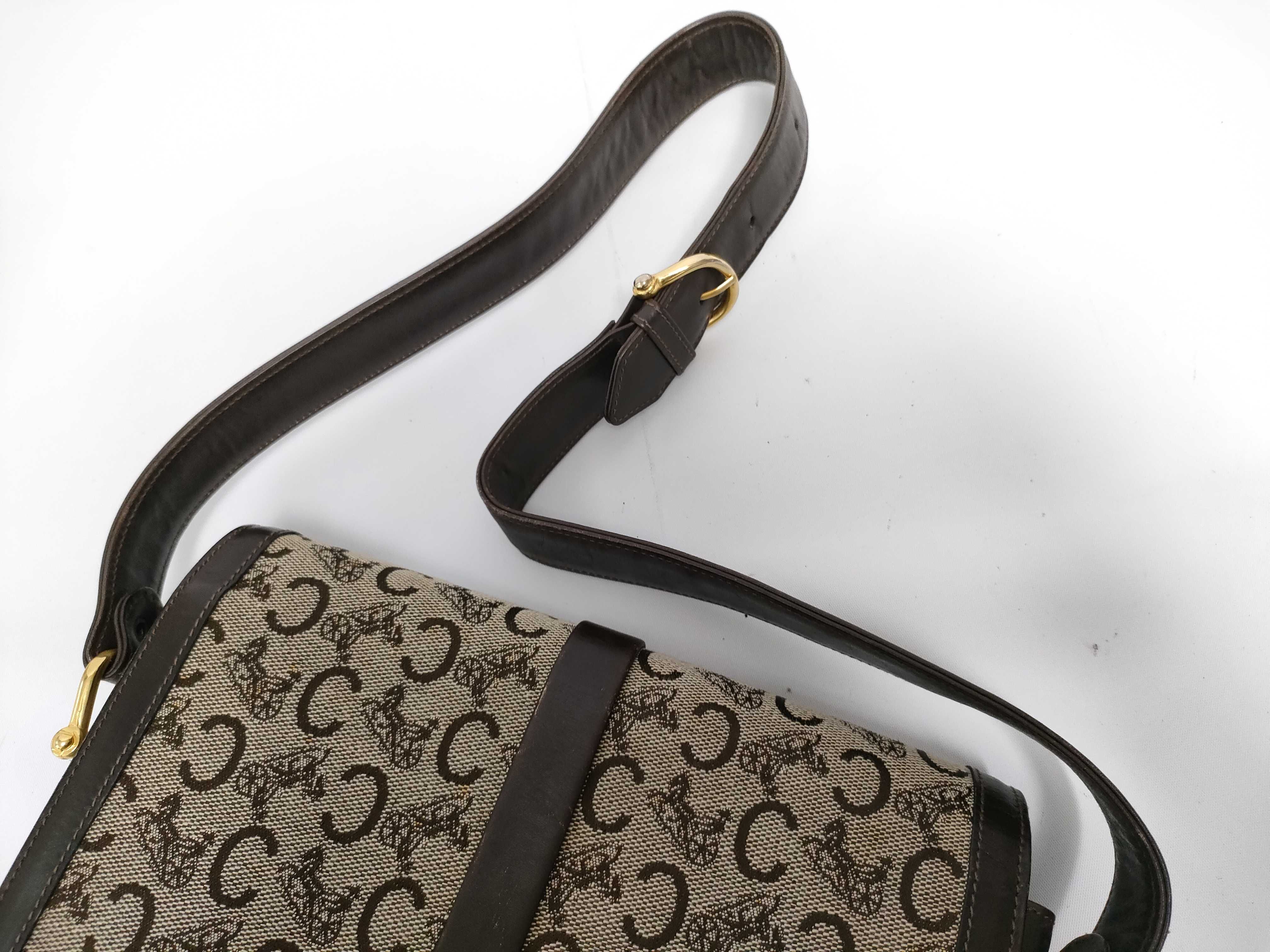 Sulky Carriage Hardware Canvas x Leather Shoulder Bag Brown Shoulder Bag — view 7