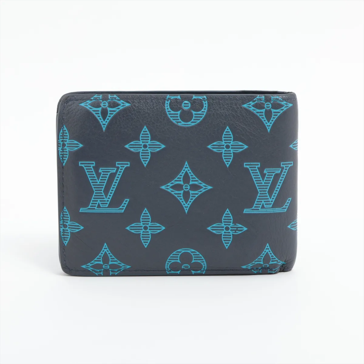 Monogram Shadow Portefeuille Multiple M82323 Blue Compact Wallet RFID Reactive — view 2