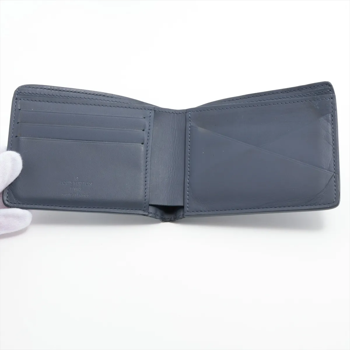 Monogram Shadow Portefeuille Multiple M82323 Blue Compact Wallet RFID Reactive — view 3