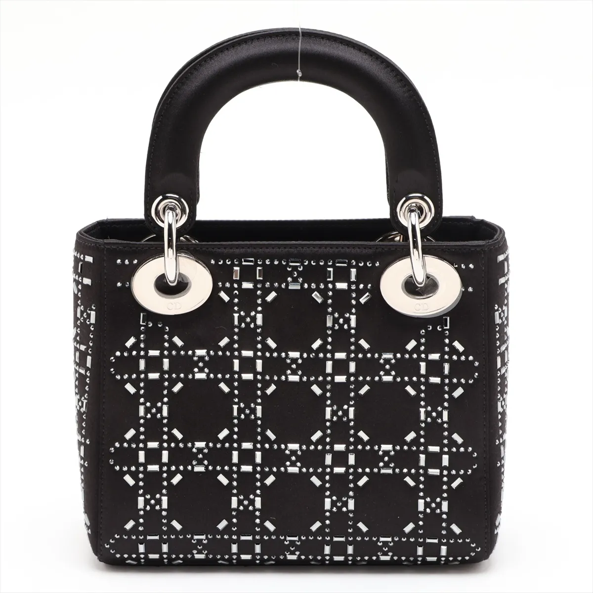 Cannage Lady Dior Mini Satin 2-Way Handbag, Black — view 2