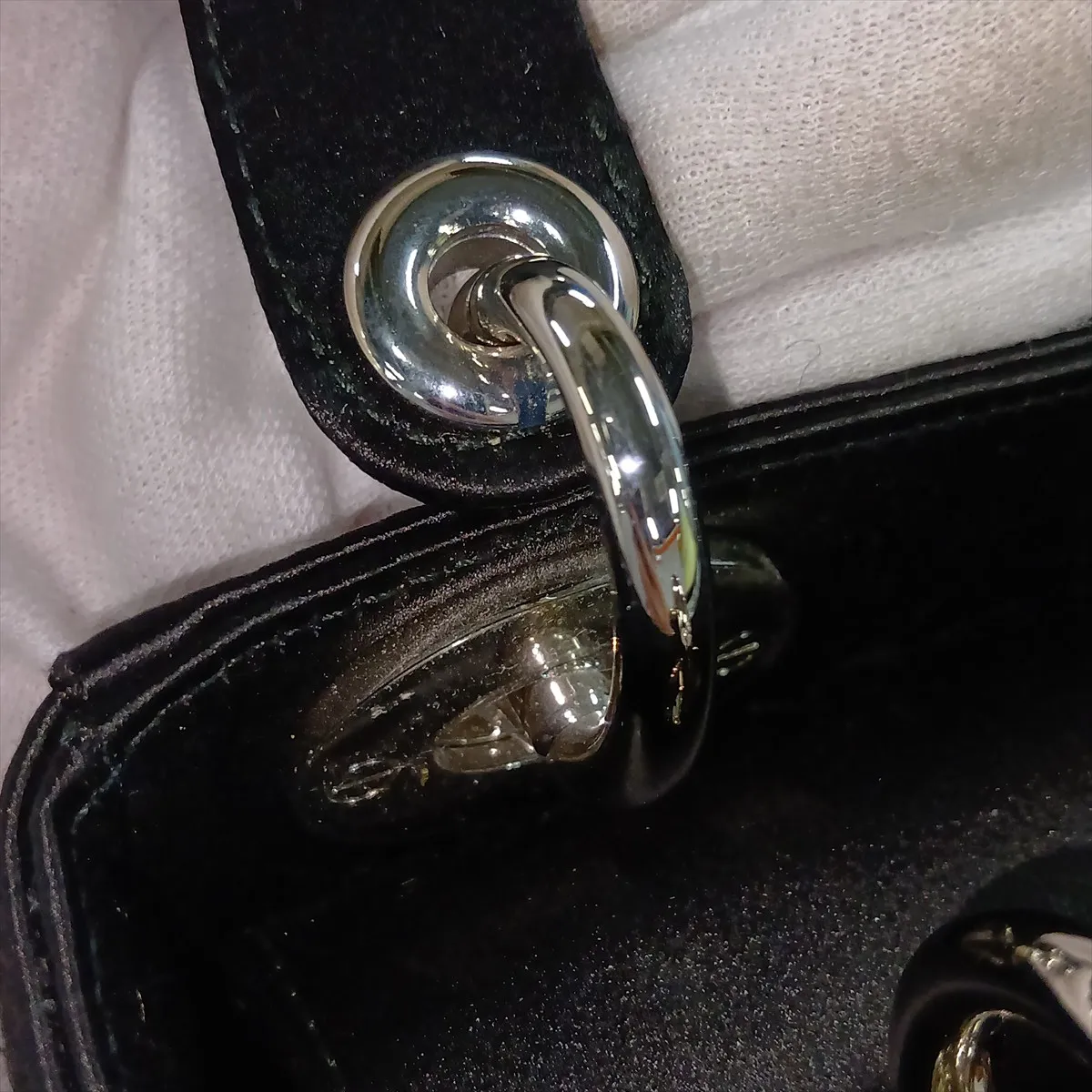 Cannage Lady Dior Mini Satin 2-Way Handbag, Black — view 13