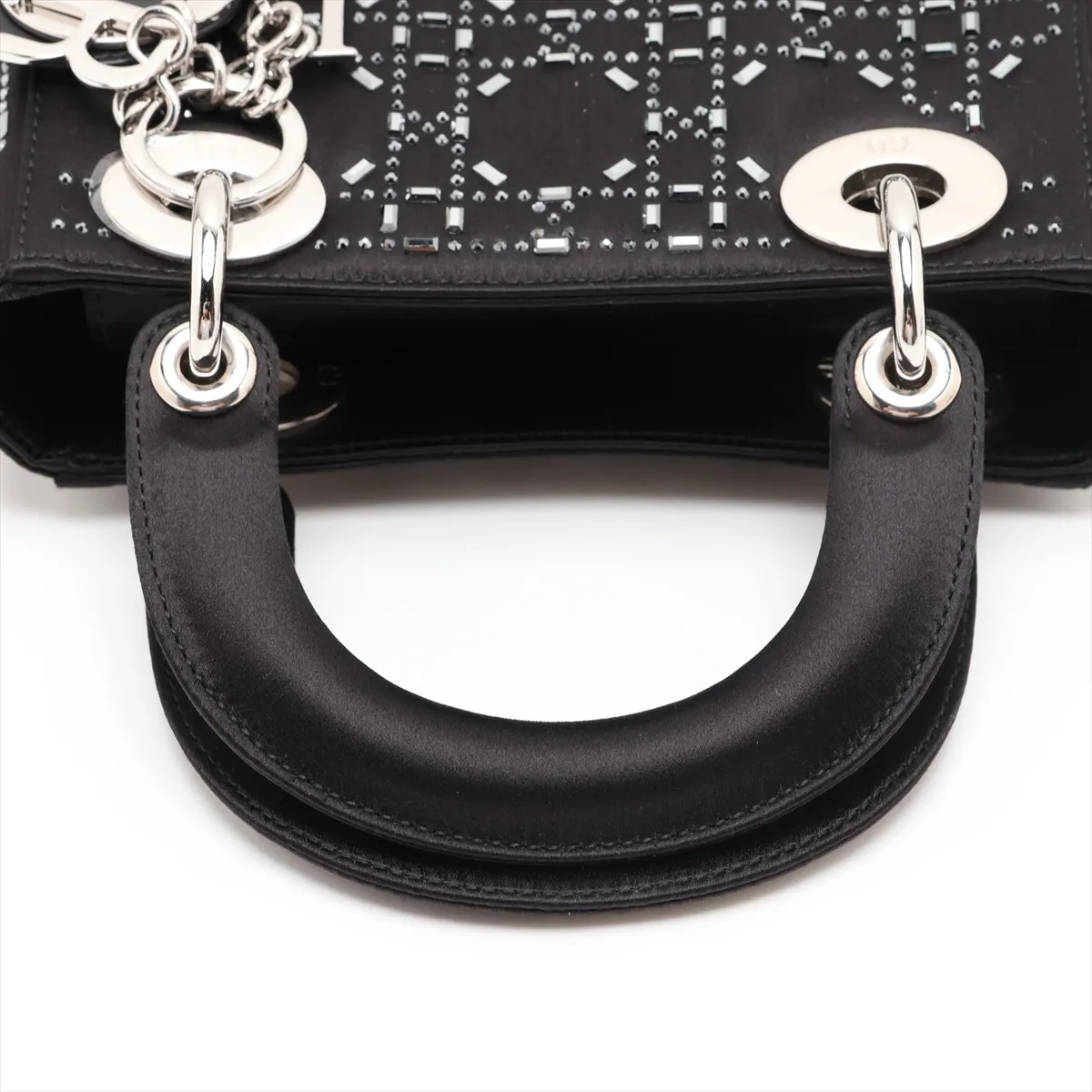 Cannage Lady Dior Mini Satin 2-Way Handbag, Black — view 5