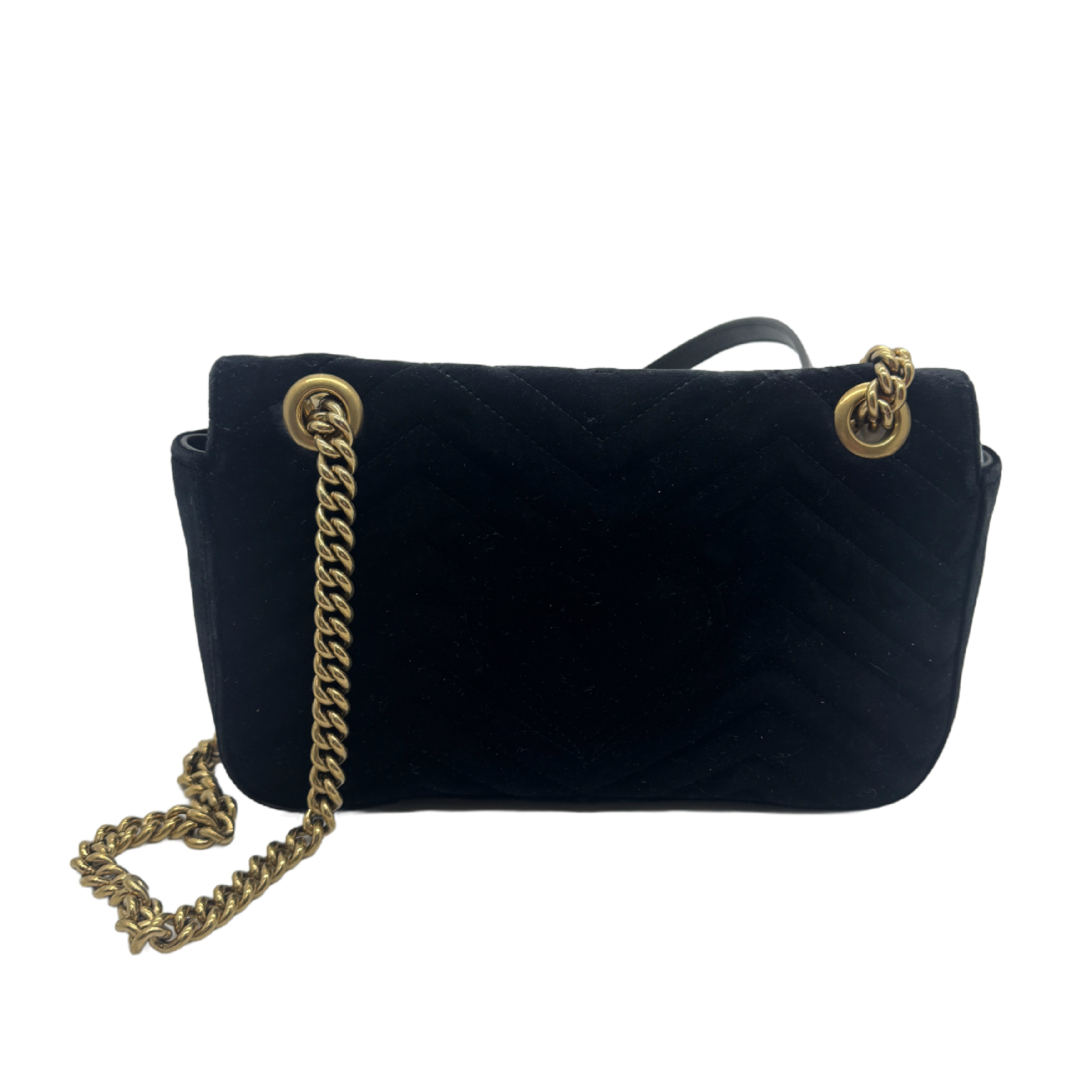 GG Marmont Velvet Small Shoulder Bag, Black — view 2