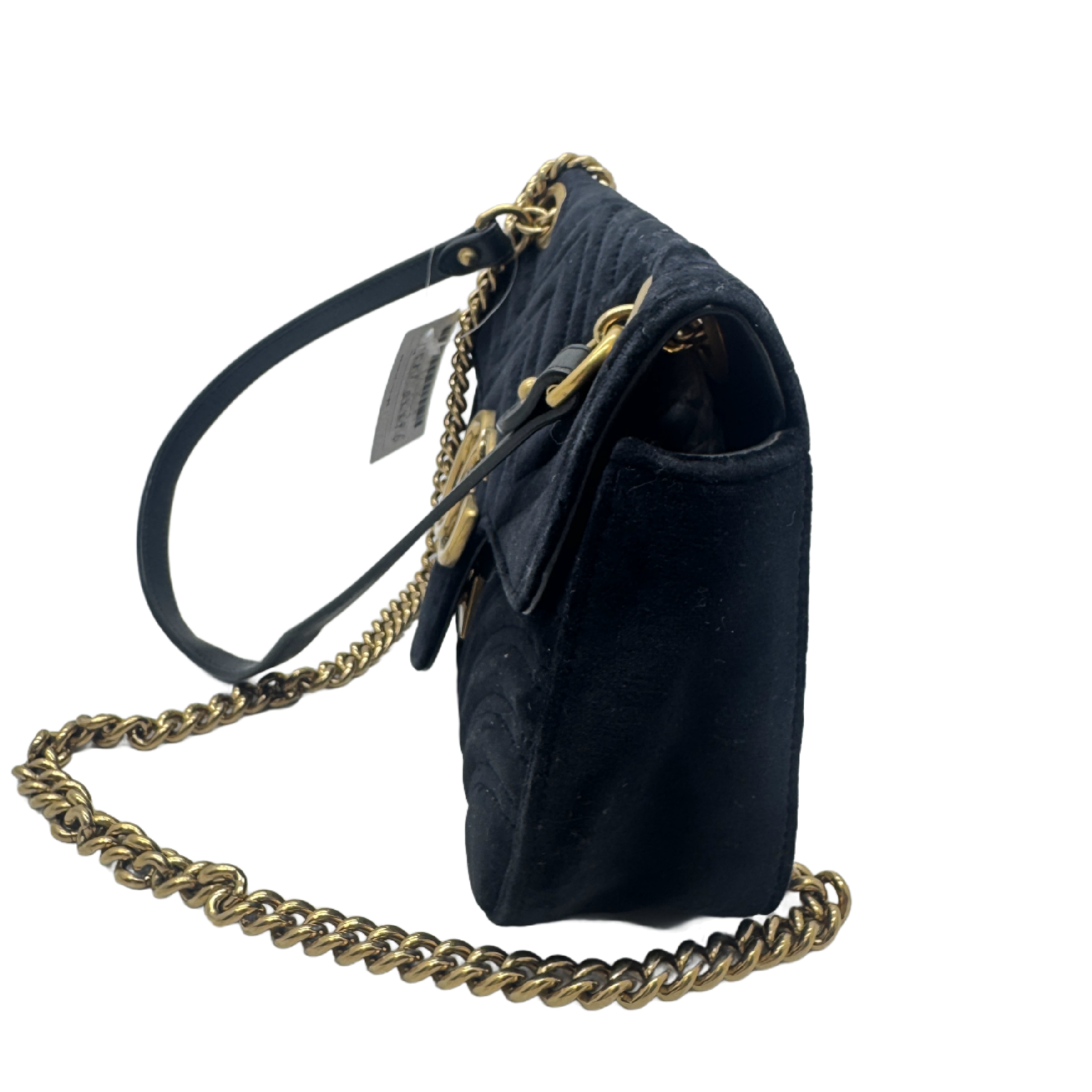 GG Marmont Velvet Small Shoulder Bag, Black — view 3