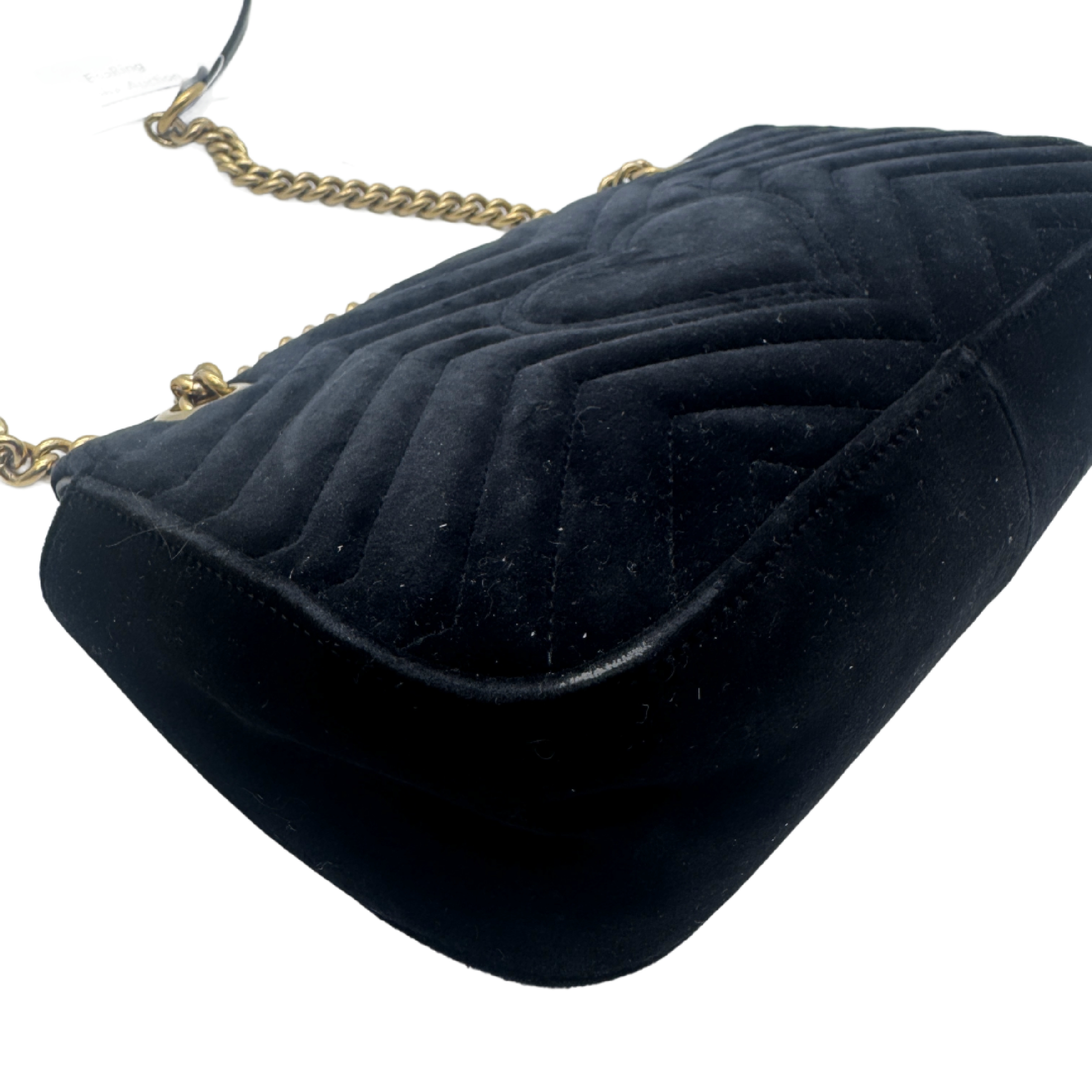 GG Marmont Velvet Small Shoulder Bag, Black — view 7