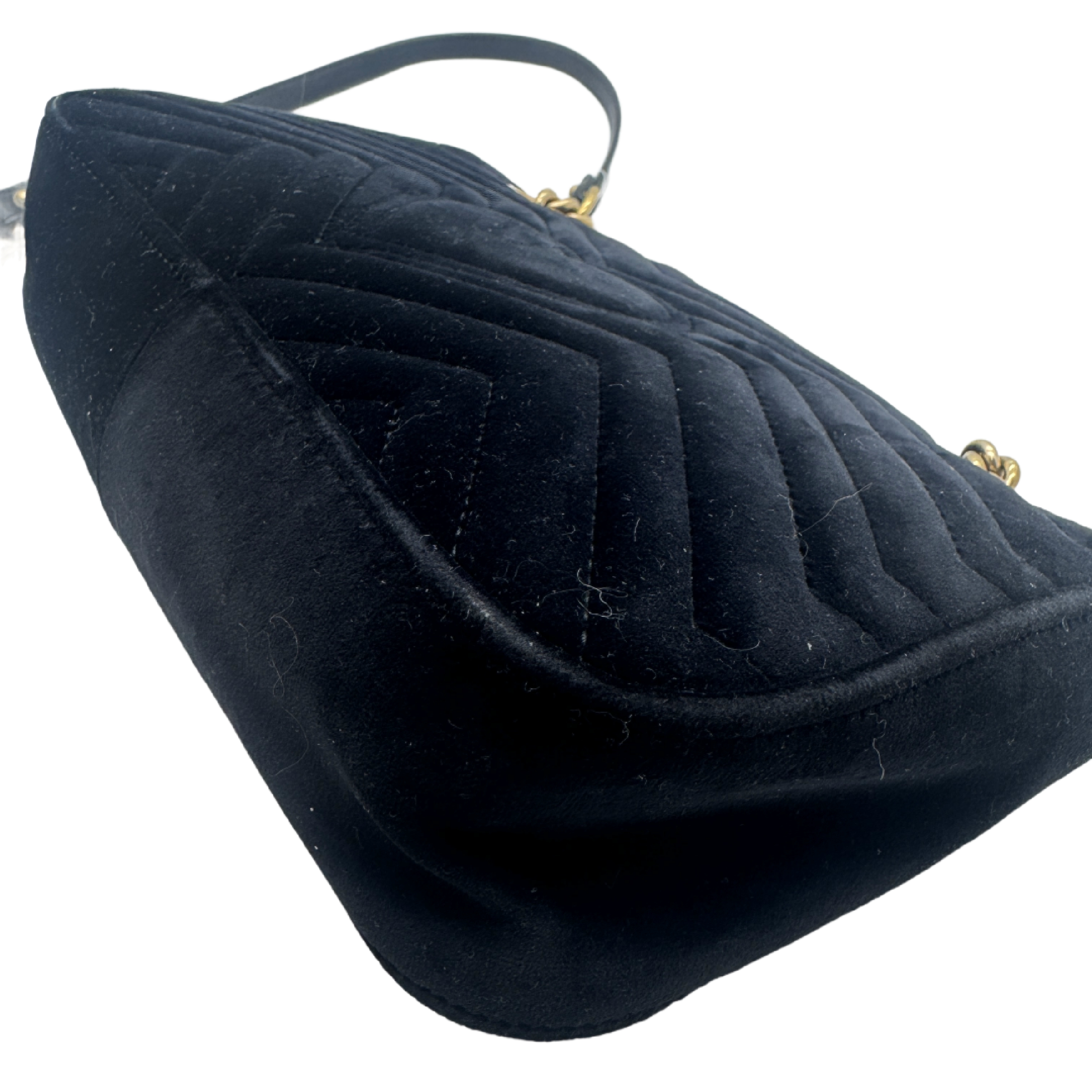 GG Marmont Velvet Small Shoulder Bag, Black — view 8