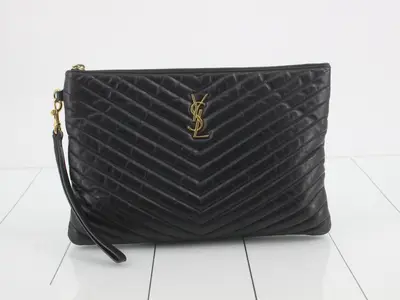 V-stitch clutch bag