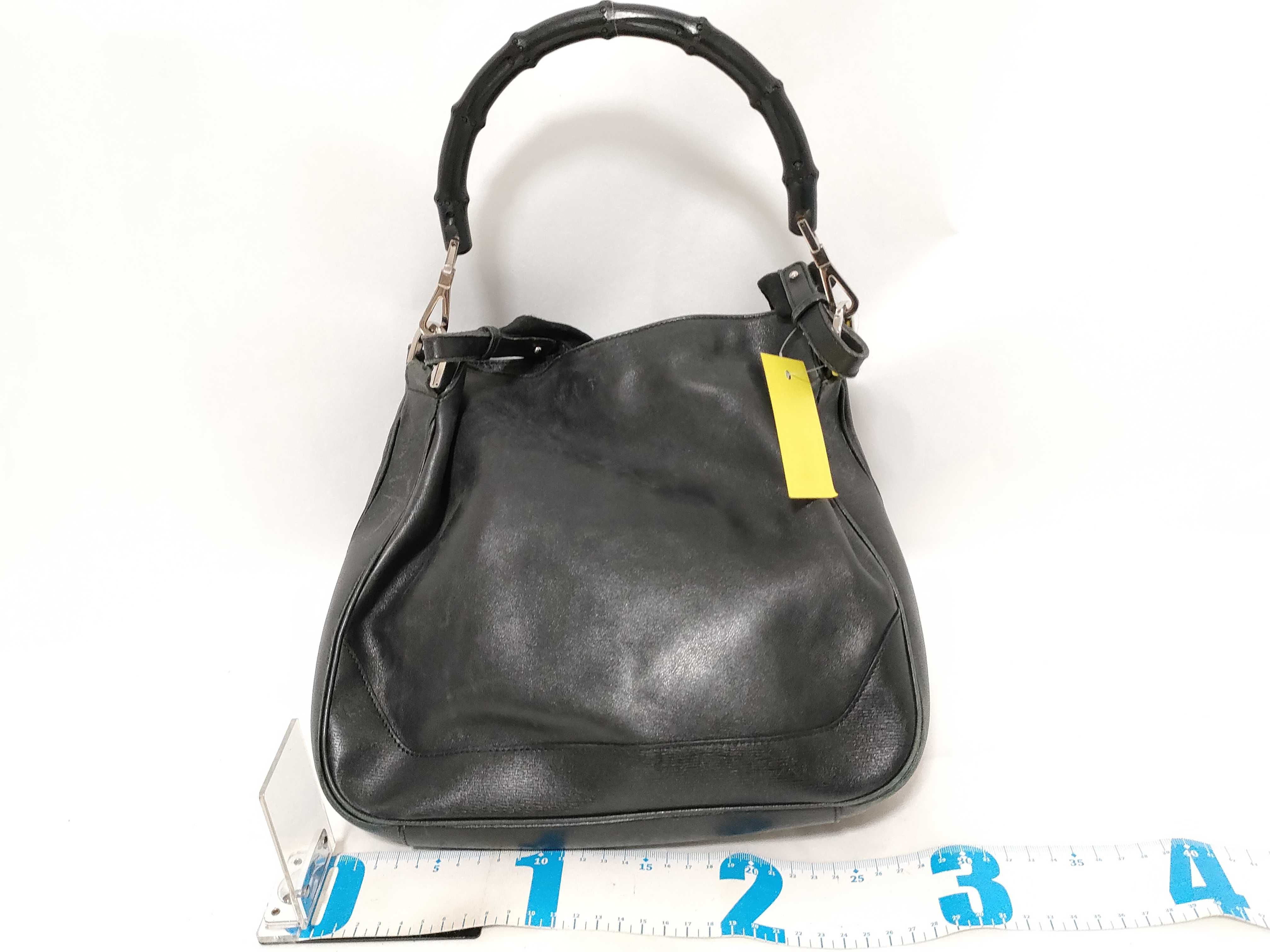 Bamboo 001・4095 Leather Bamboo Black Shoulder Bag — view 2